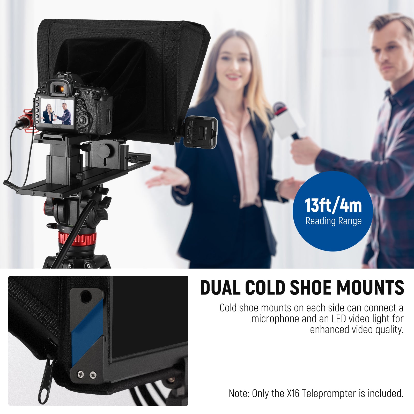 NEEWER X16 Remote Teleprompter allows you to read confidently from up to 13ft