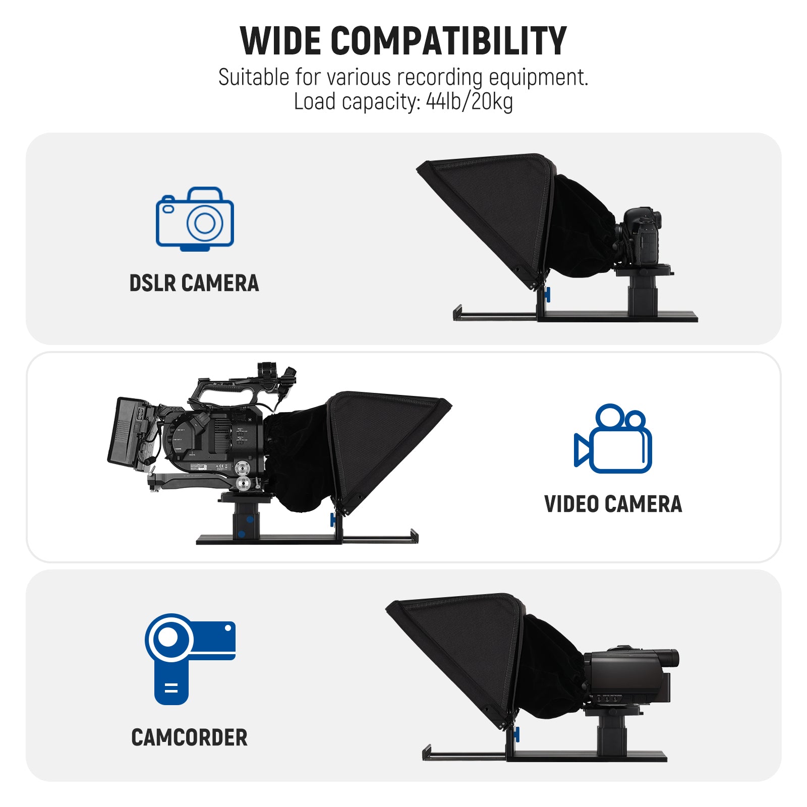 Wide Compatibility of the NEEWER X16 DSLR Teleprompter