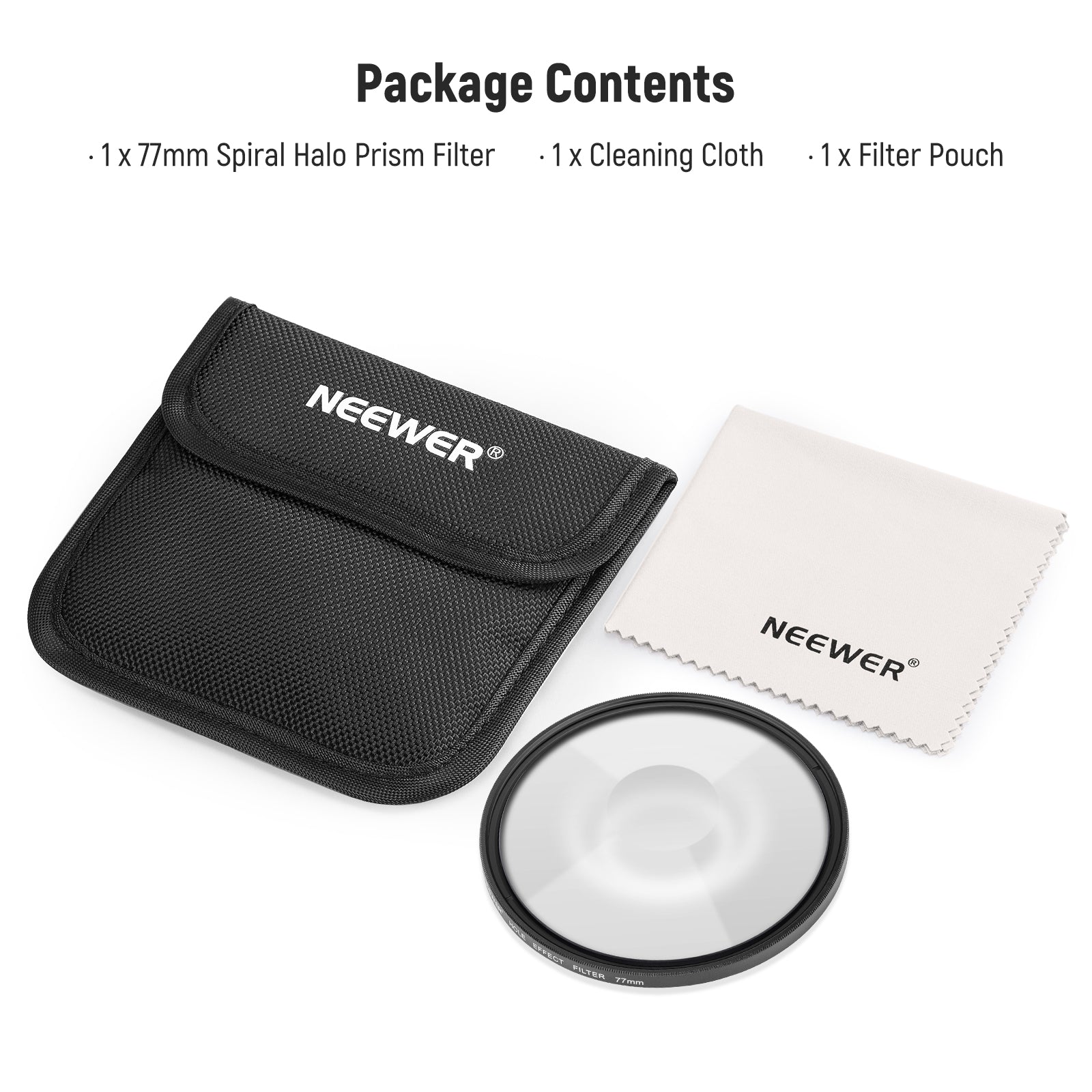 Package Contents of the NEEWER Spiral Halo Camera Lens Filter