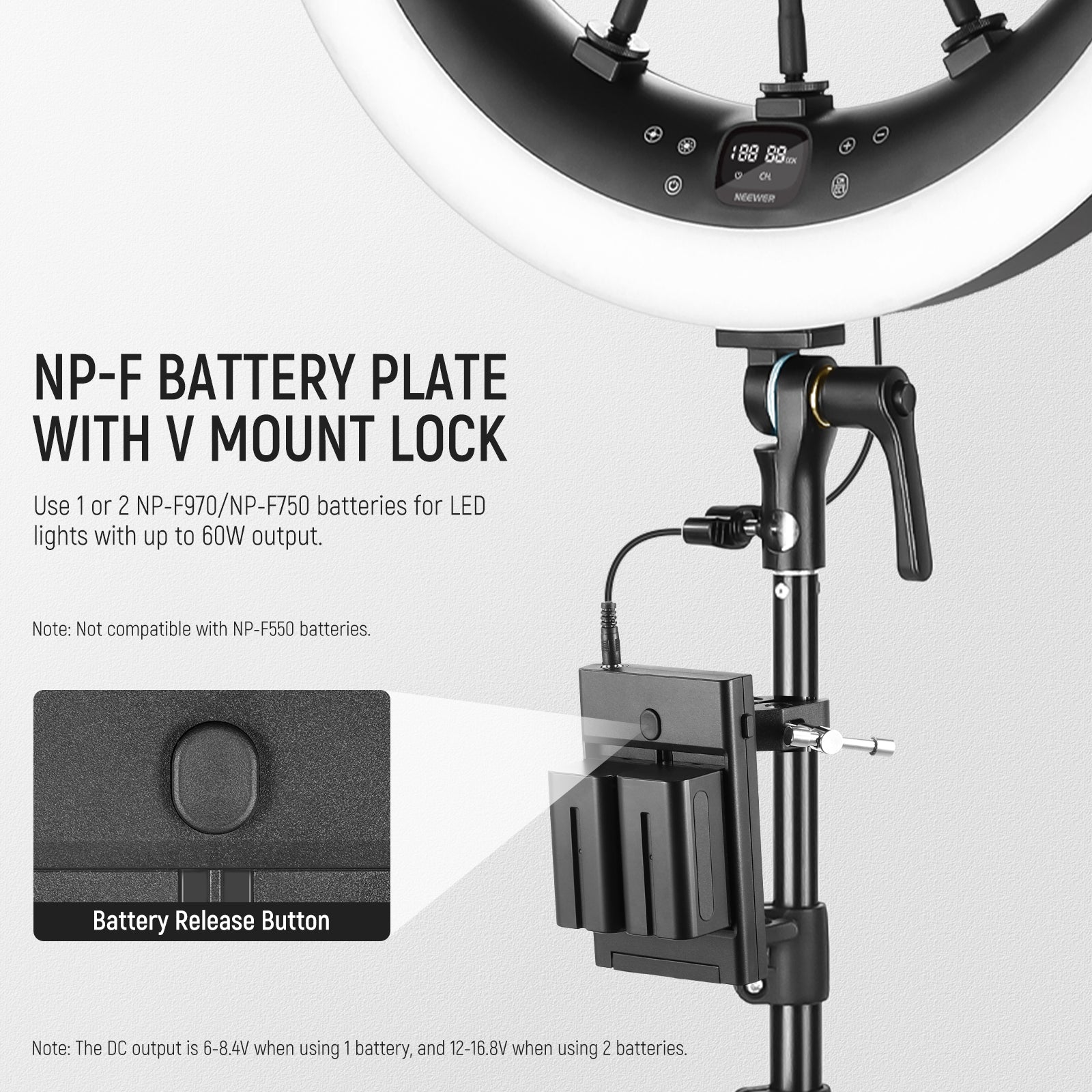 NP-F battery plate with V mount lock