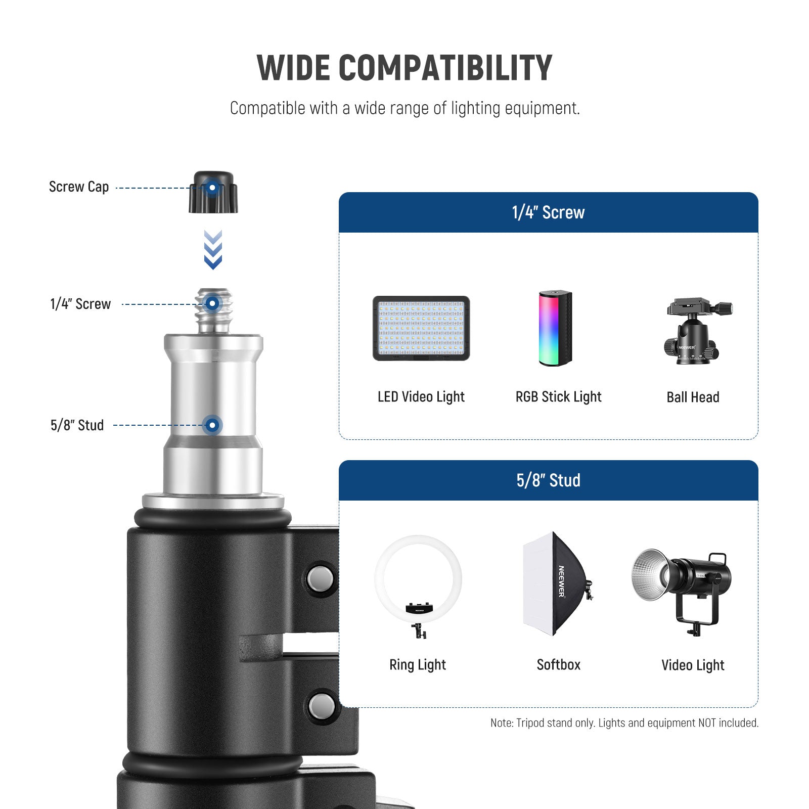 Wide Compatibility of the NEEWER ST178R All Metal Foldable Light Stand
