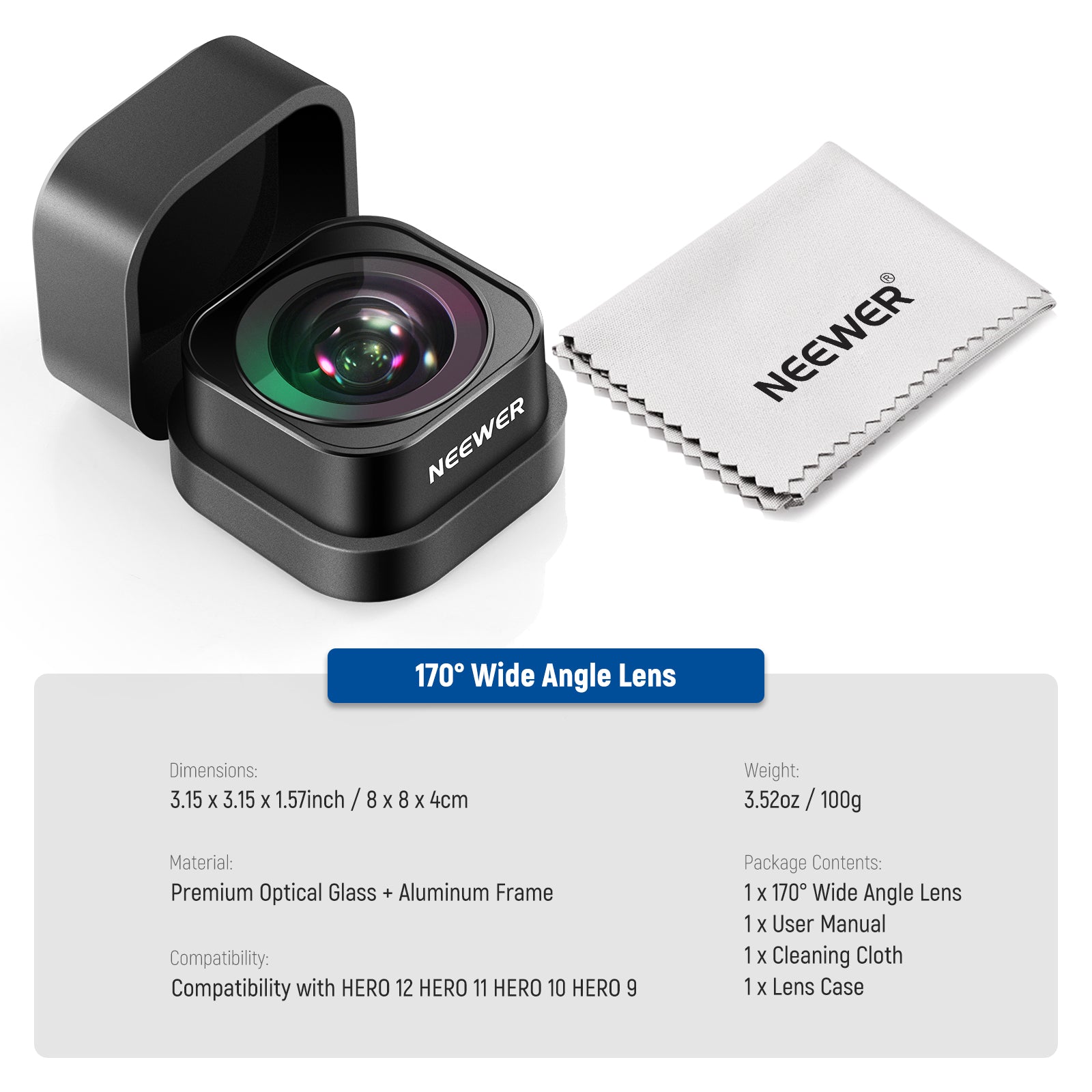 Package Contents of the NEEWER LS-37 170° Ultra Wide Angle Lens