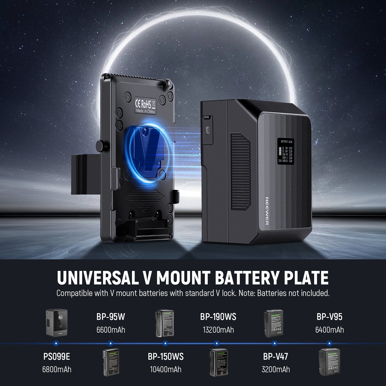 PS008 K3 is a V mount battery power supply solution designed for the NEEWER Light FS Series.