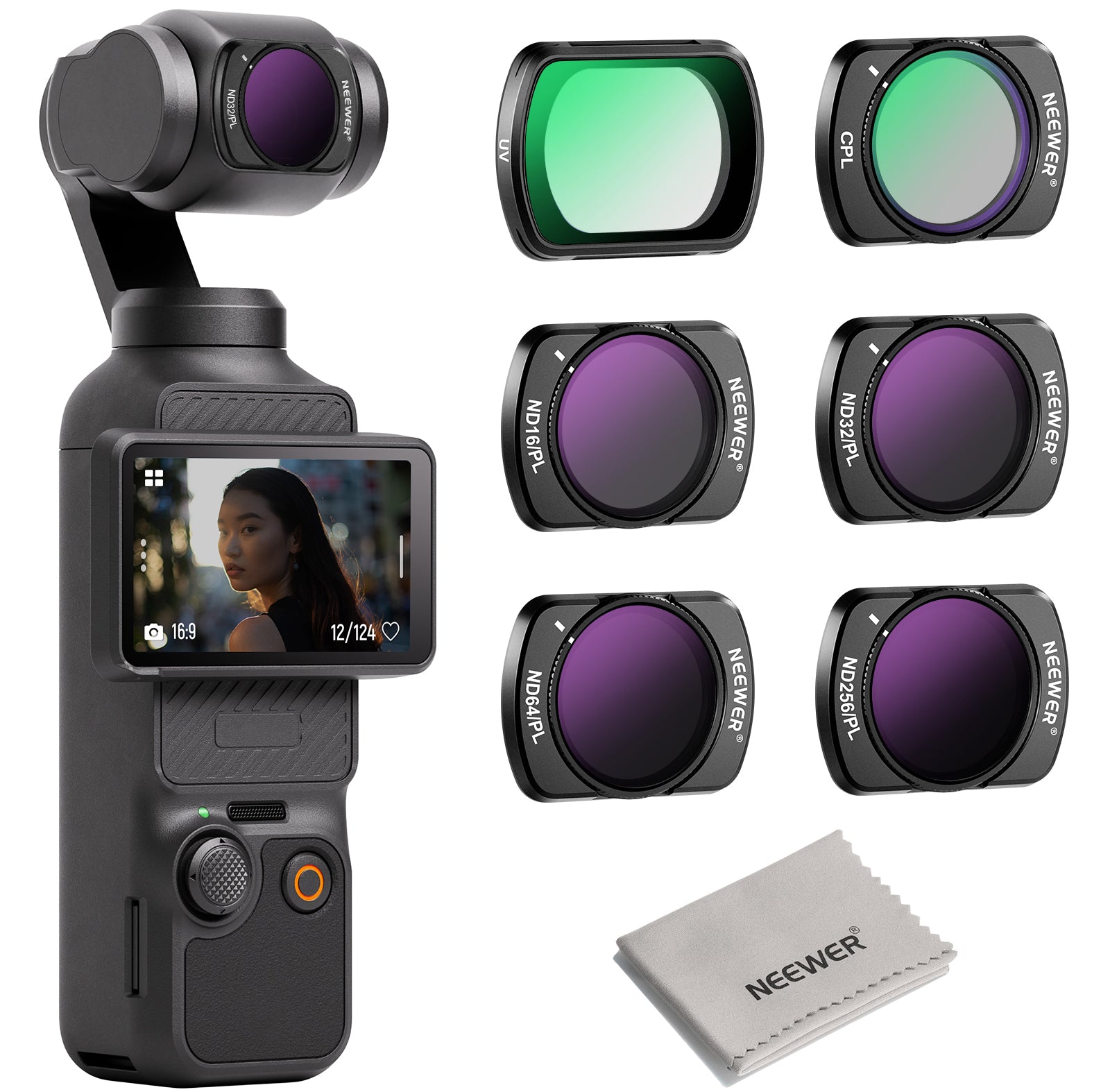 NEEWER 6 Pack Magnetic ND/PL UV CPL Filters Set for DJI OSMO Pocket 3