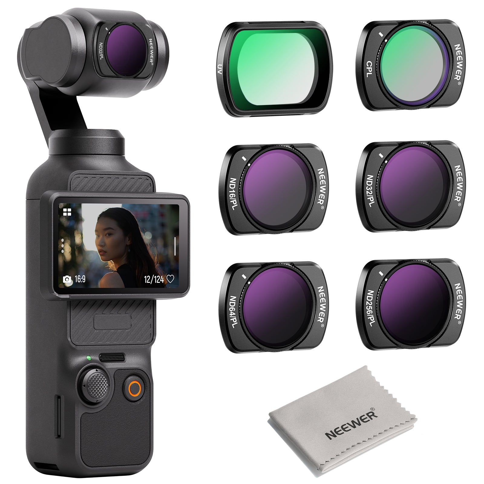 NEEWER 6 Pack Magnetic ND/PL UV CPL Filters Set for DJI OSMO Pocket 3