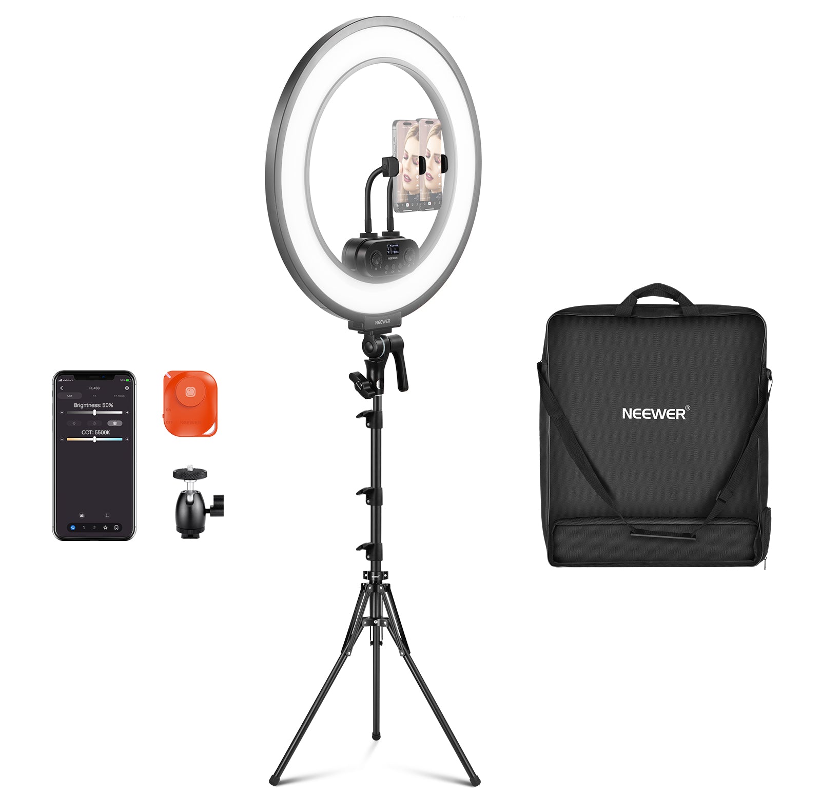 NEEWER RL45B 45W 18" Slim Edge Lit Ring Light Kit