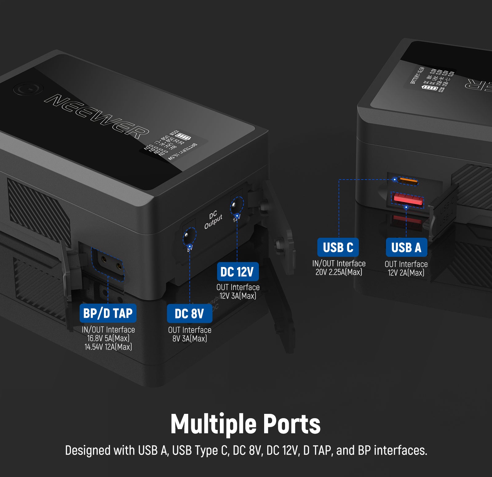 NEEWER PS050E 50Wh V Mount Battery with multiple ports.