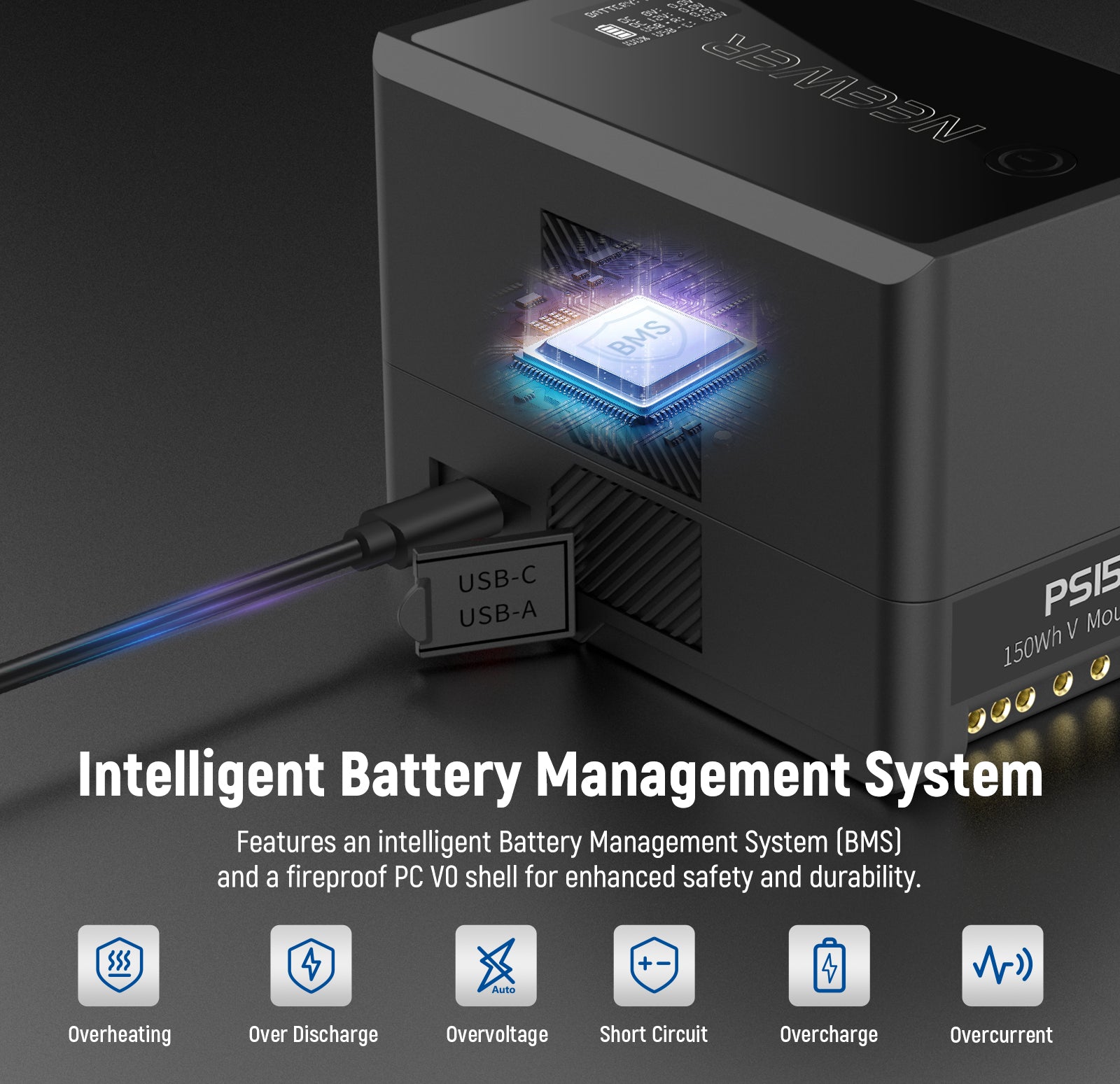 The aluminum alloy and fire resistant PC V0 shell provides added safety and durability