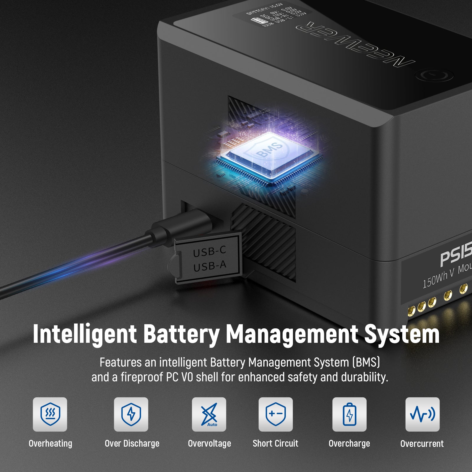 The aluminum alloy and fire resistant PC V0 shell provides added safety and durability