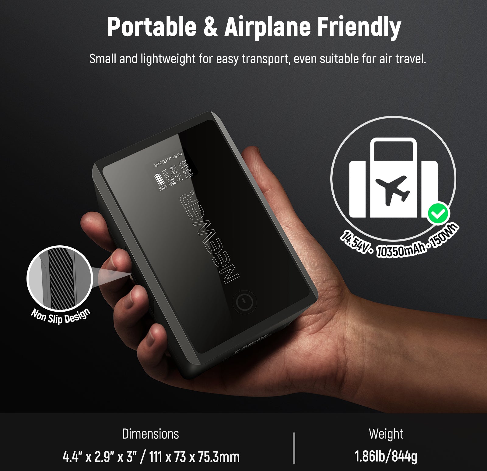 NEEWER PS150E Small V Mount Battery is lightweight for easy transport.