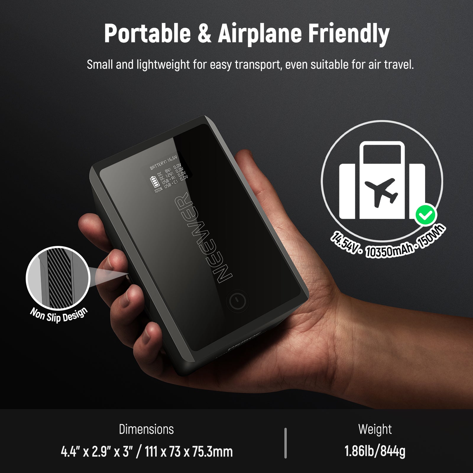 NEEWER PS150E Small V Mount Battery is lightweight for easy transport.