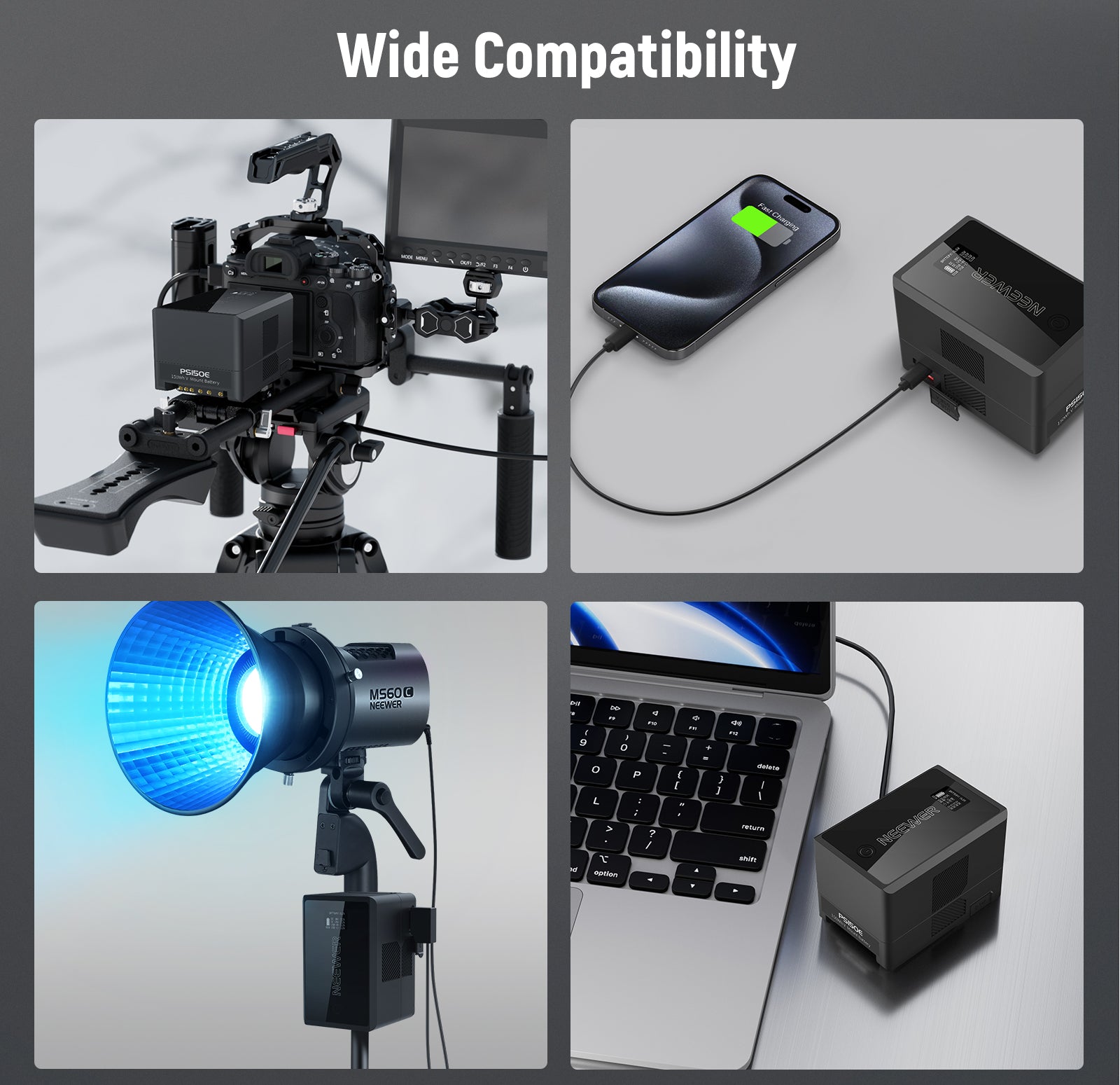 Wide Compatibility of the NEEWER PS150E Small V Mount Battery