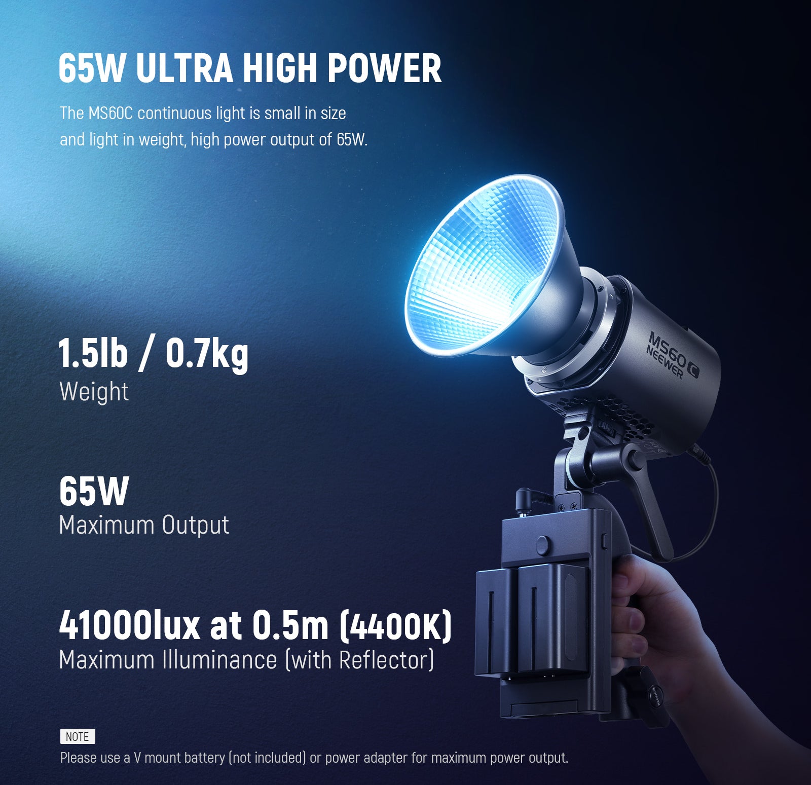 Specifications of the NEEWER MS60C RGB LED Light for Video