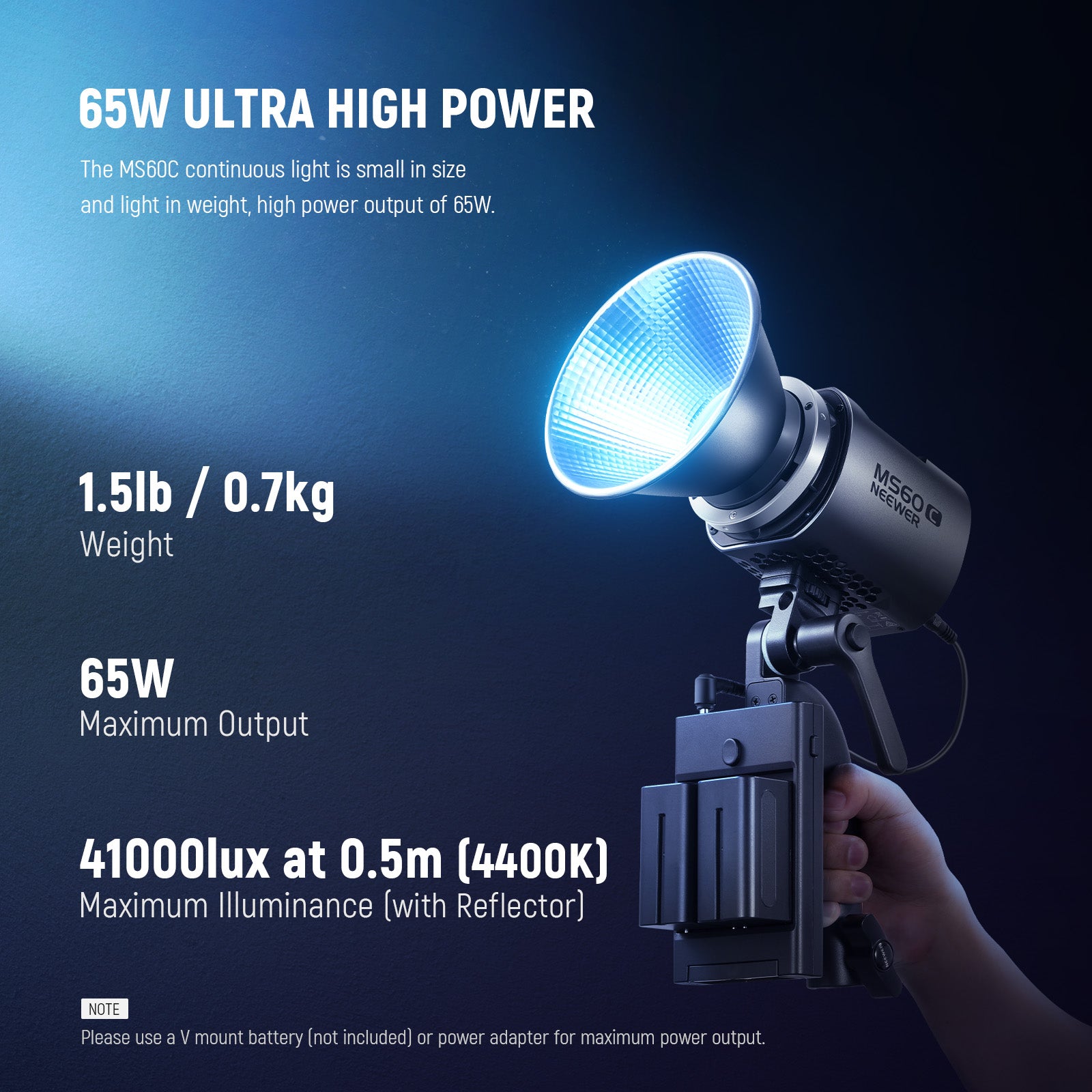 Specifications of the NEEWER MS60C RGB LED Light for Video