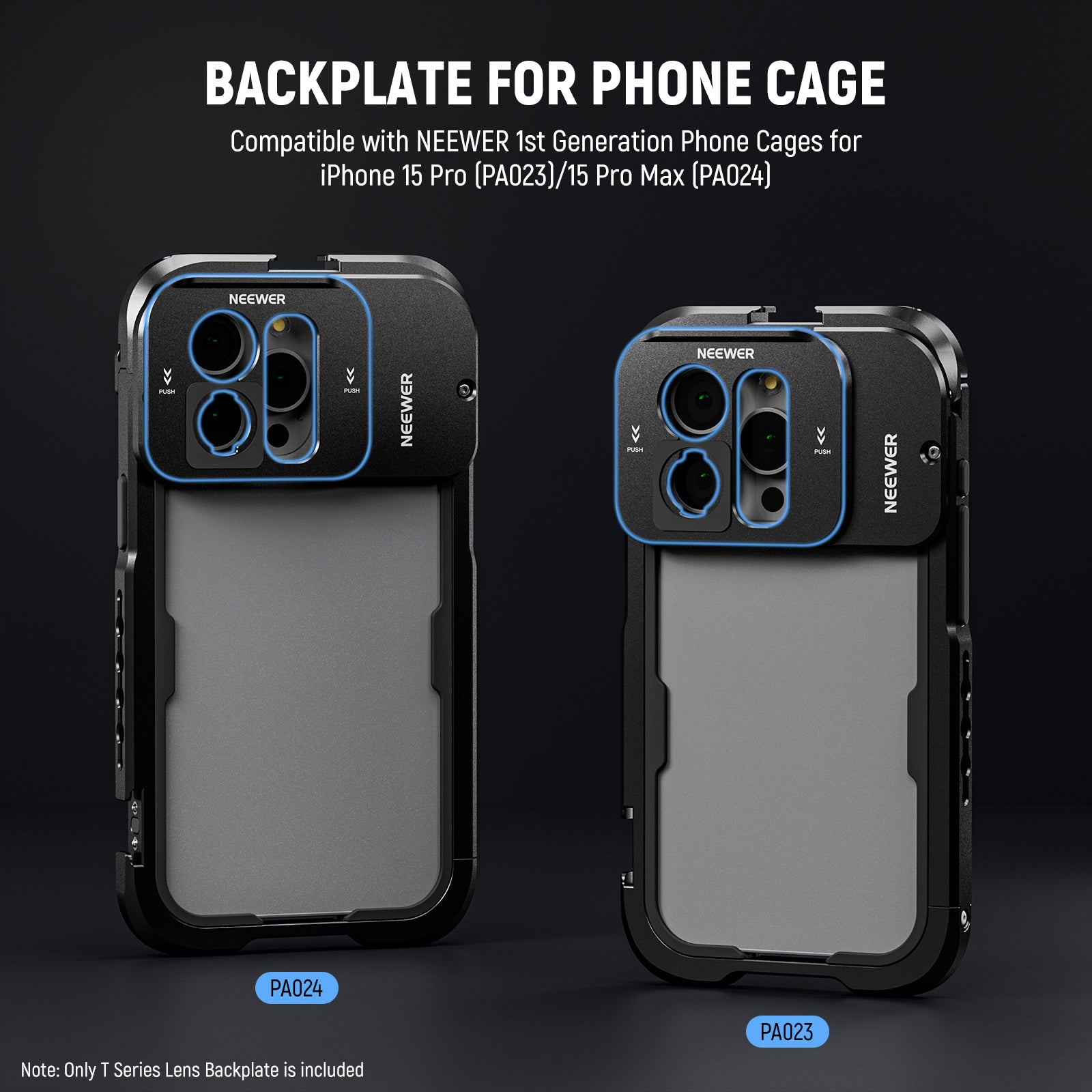 NEEWER PA034 T-Series Lens Mount is compatible with NEEWER 1st iPhone Cage