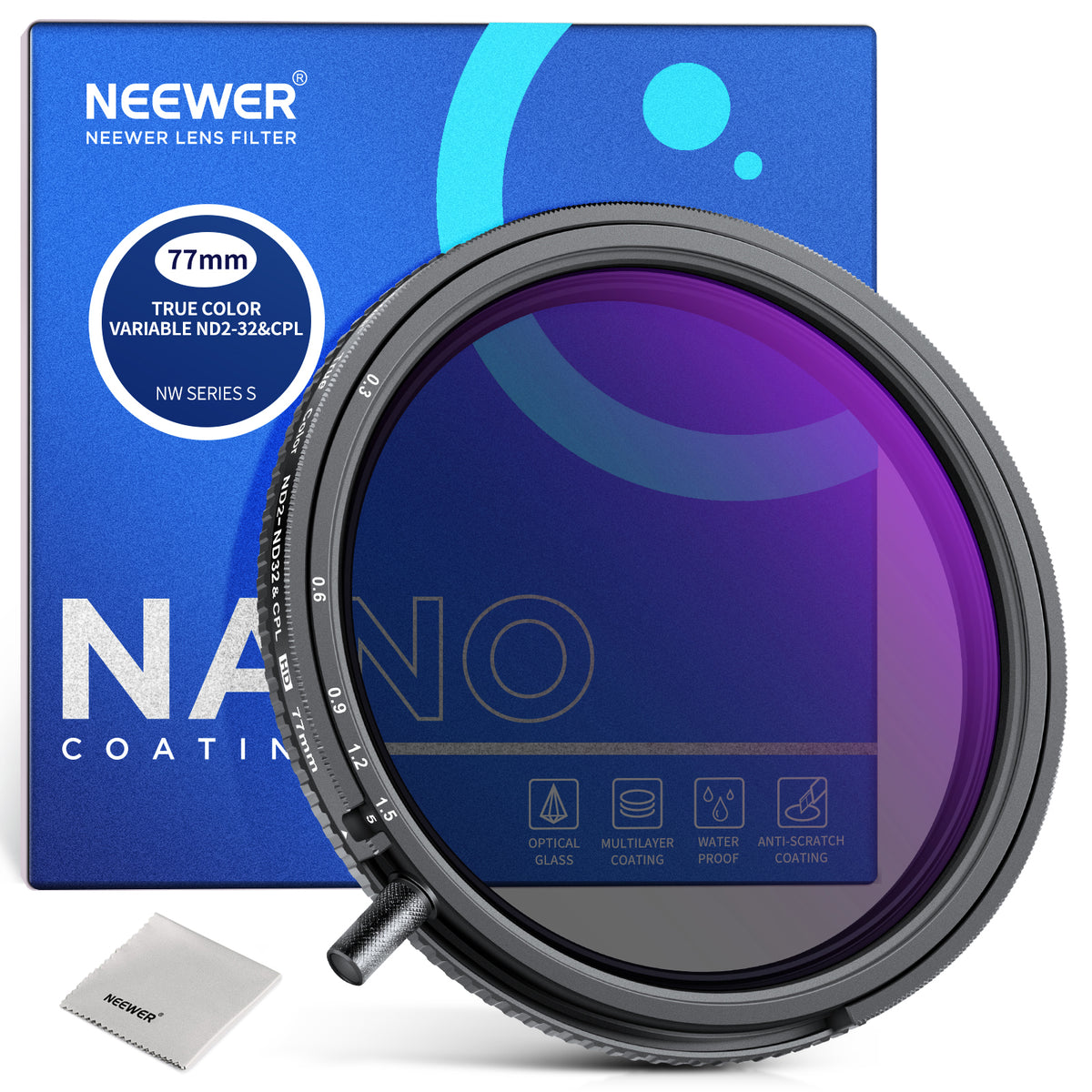 NEEWER2in1TrueColorsVariableND2-ND32&CPLFilter