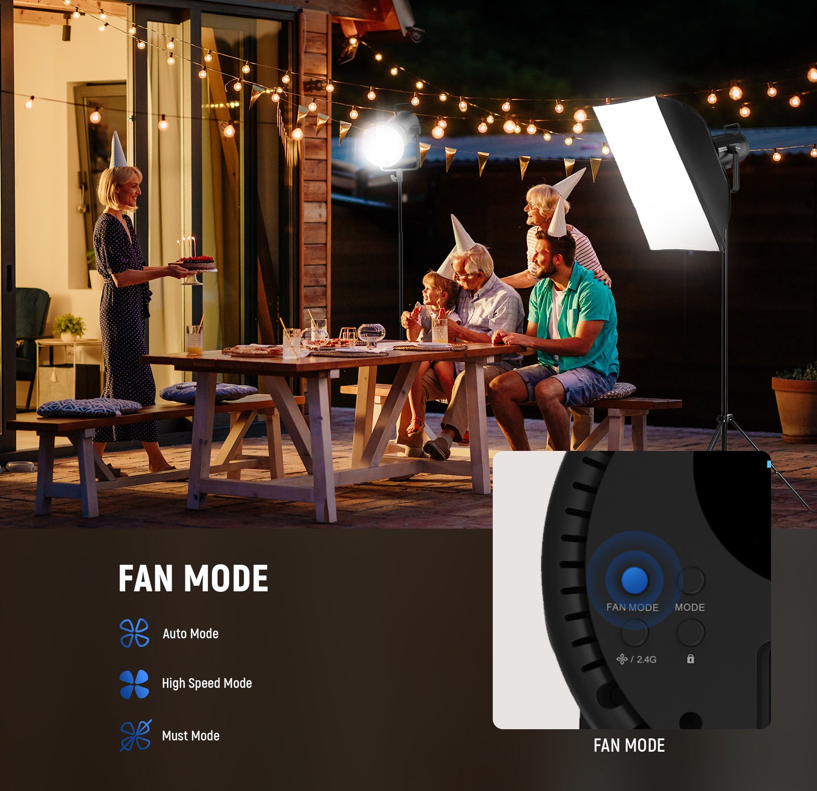 NEEWER CB200C Powerful RGB COB LED Light features an integrated silent fan