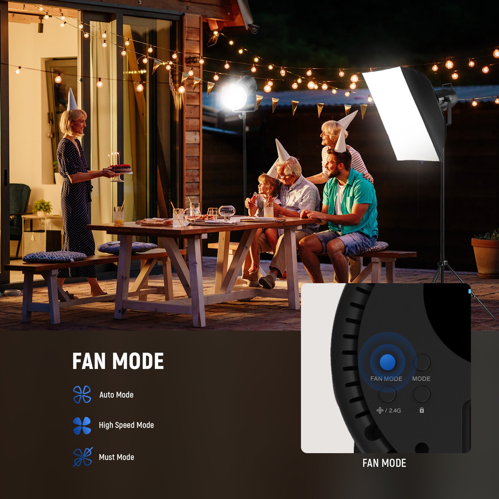 NEEWER CB200C Powerful RGB COB LED Light features an integrated silent fan