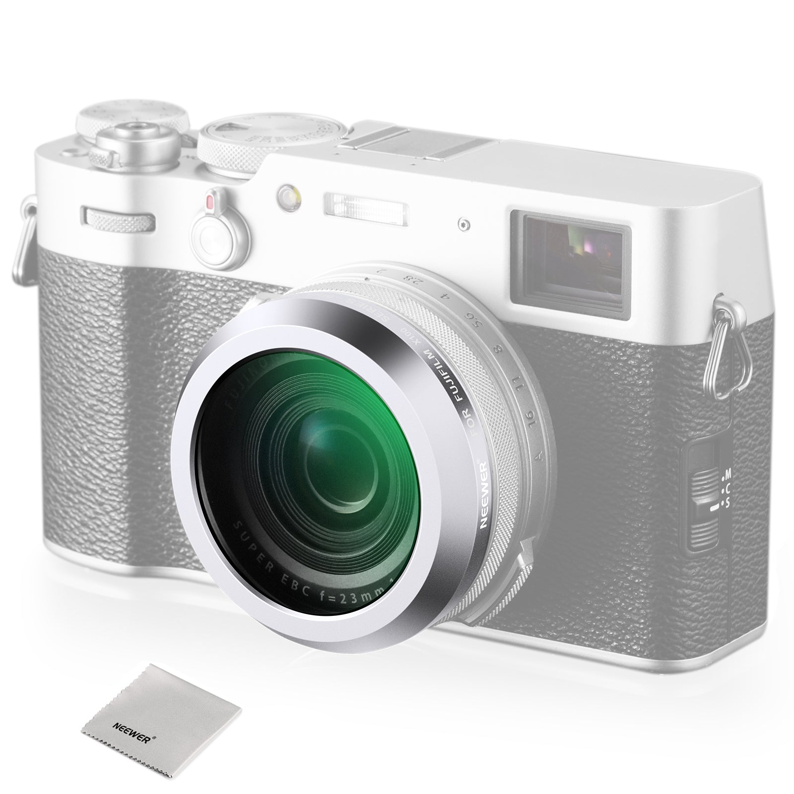 NEEWER Black Diffusion 1/4 Lens Filter for Fujifilm X100 Series Cameras - Silver Frame