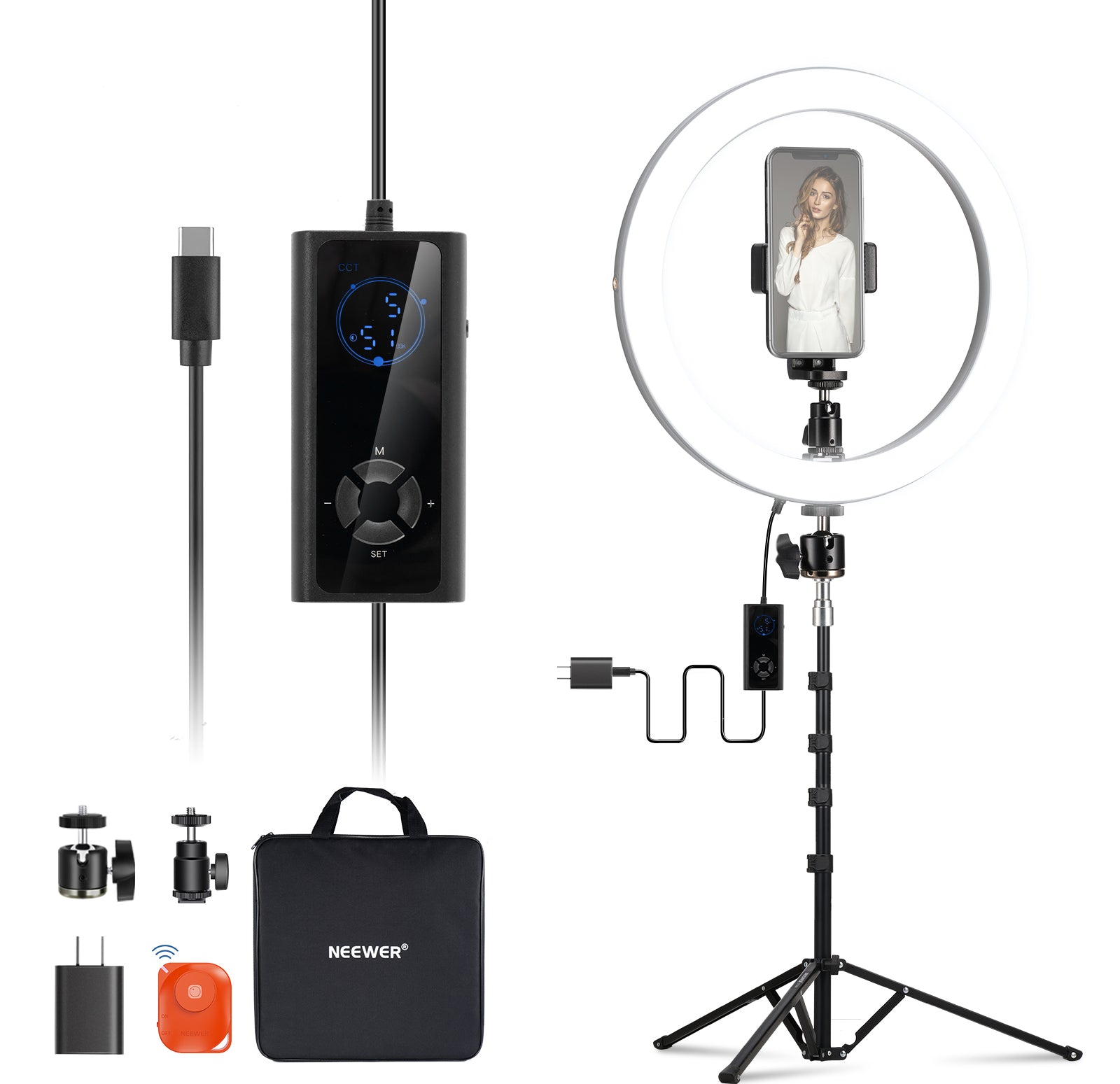 NEEWER RH12B Bi Color LED Ring Light Kit