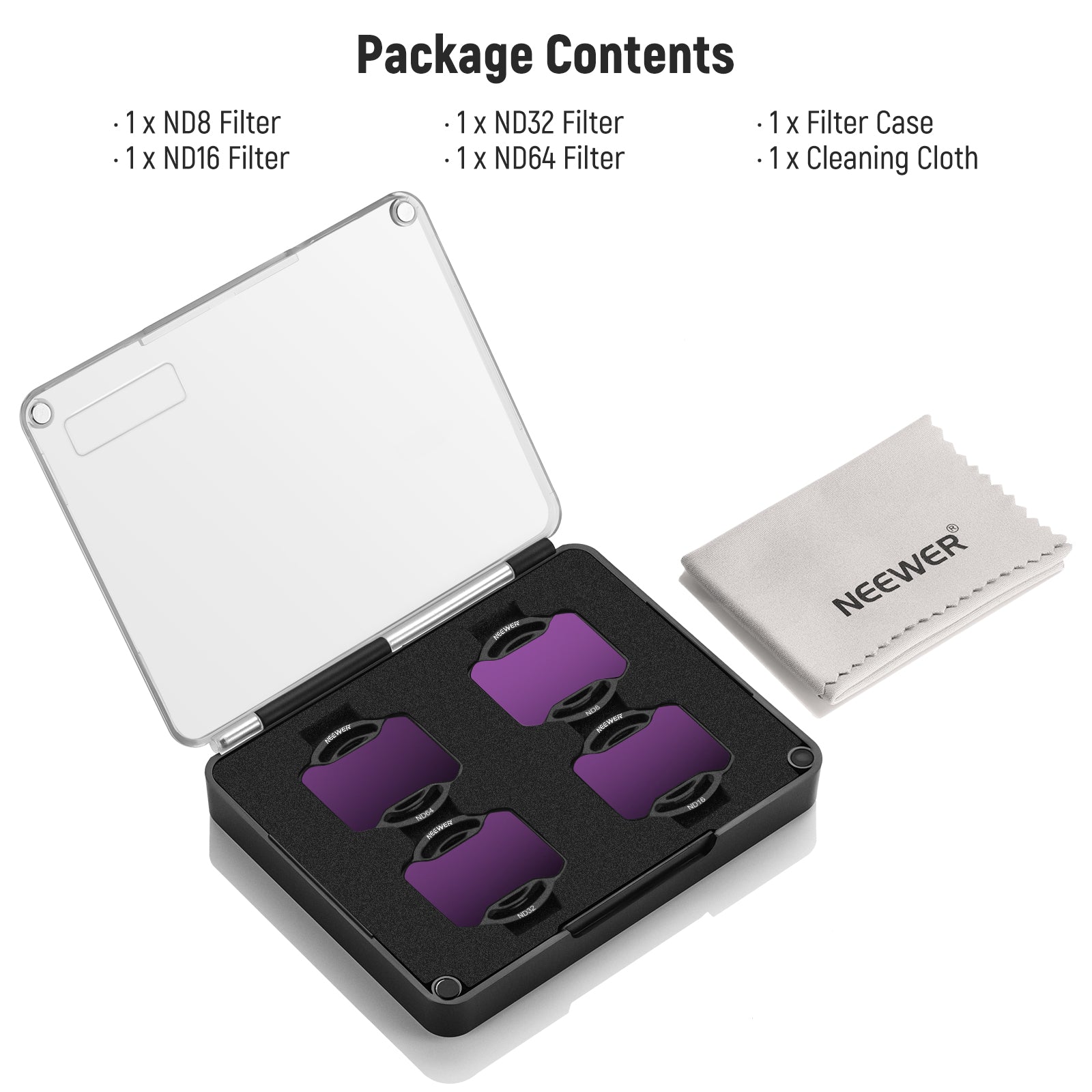 Package Contents of the NEEWER FL-A22 ND Filter Kit For DJI Avata 2