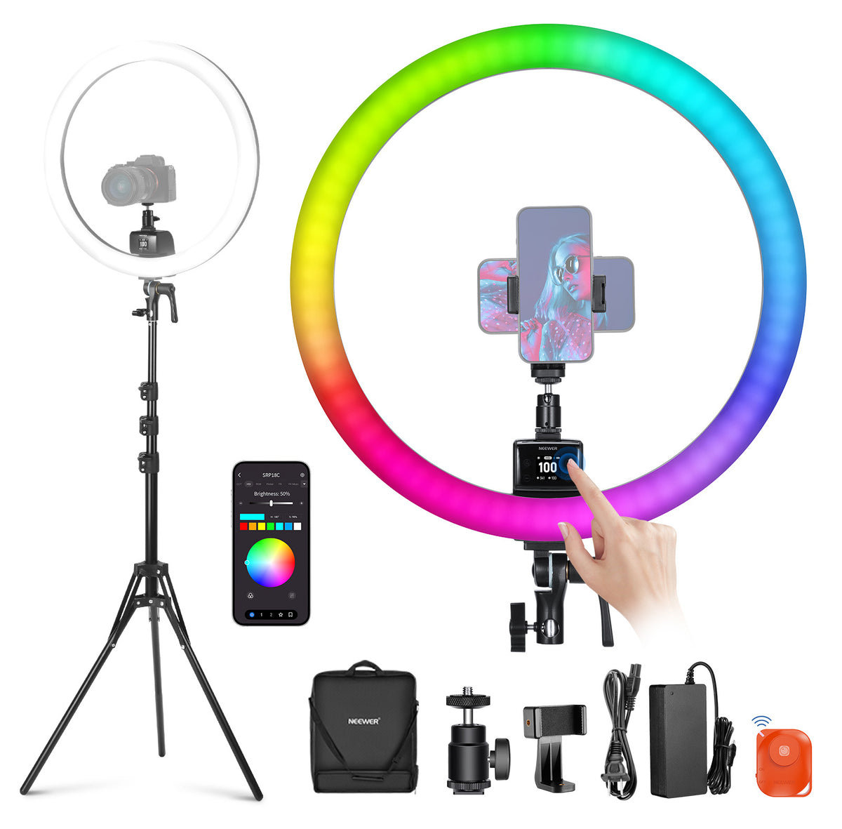 NEEWER SRP18C RGB LED Ring Light Kit