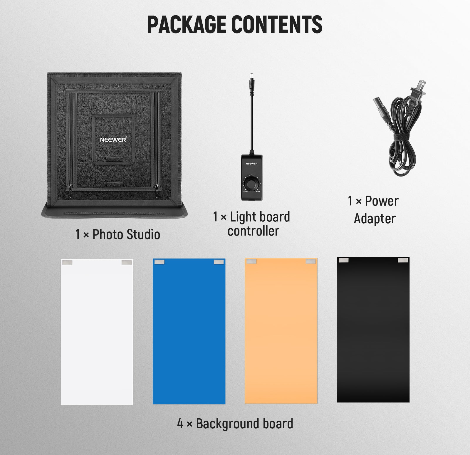 Package Contents of the NEEWER LP40 Upgraded Photo Studio Light Box