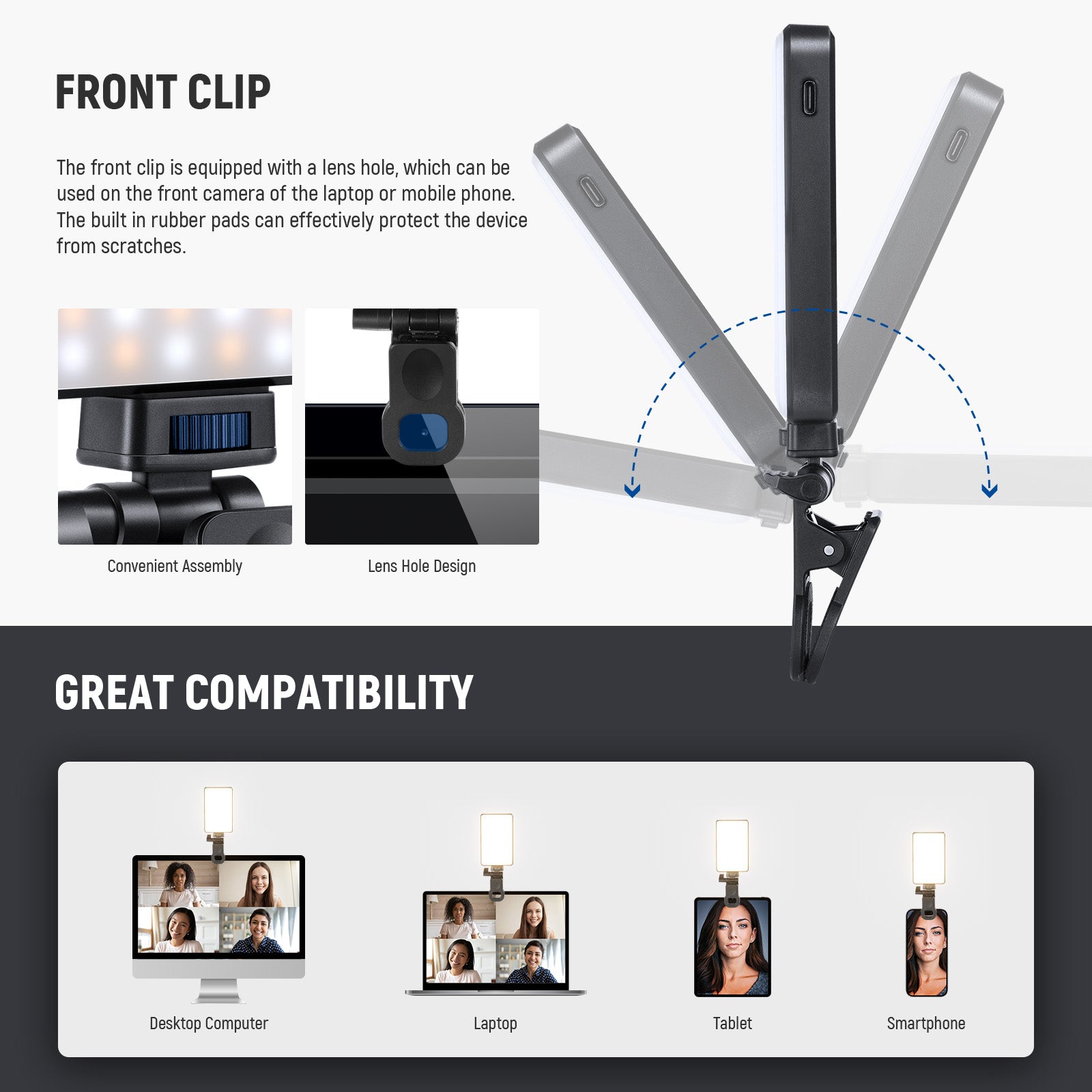 Great Compatibility of the NEEWER BL120B Clip On LED Phone Selfie Light Kit