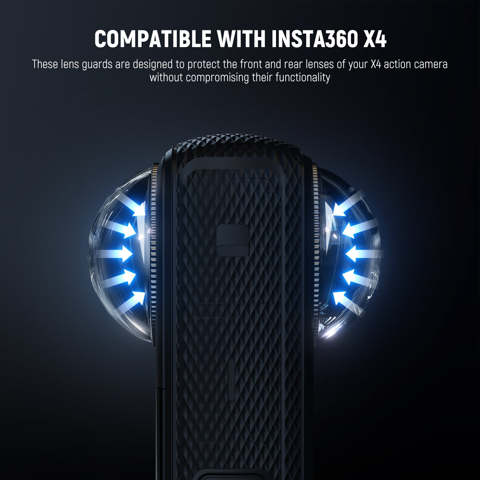 NEEWER LPC01 lens guards are designed to protect the front and rear lenses of your X4 action camera.