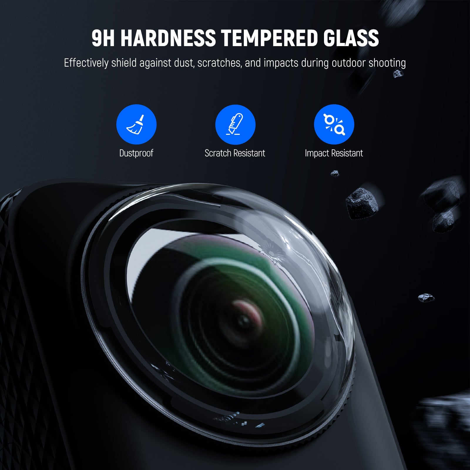 NEEWER LPC01 lens protector is made of durable tempered glass with 9H hardness
