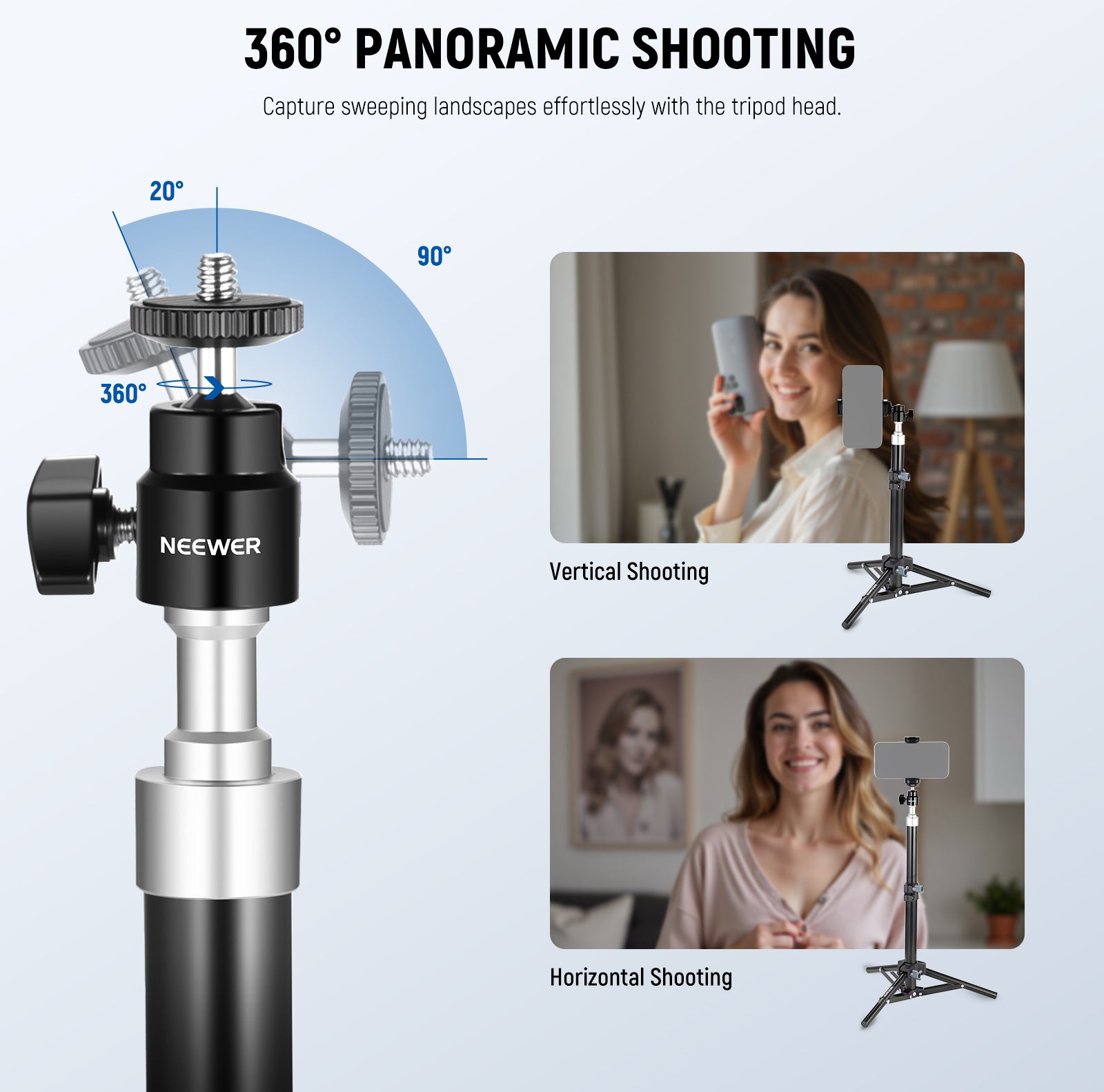 NEEWER ST45B Adjustable Desktop Tripod Stand helps you capture sweeping landscapes.