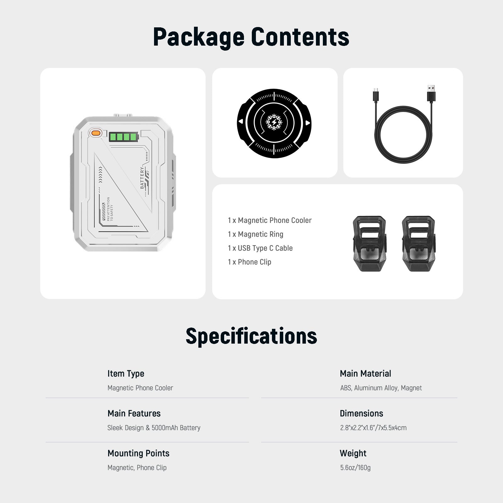 Package Contents of the NEEWER PA096 Magnetic Phone Cooler