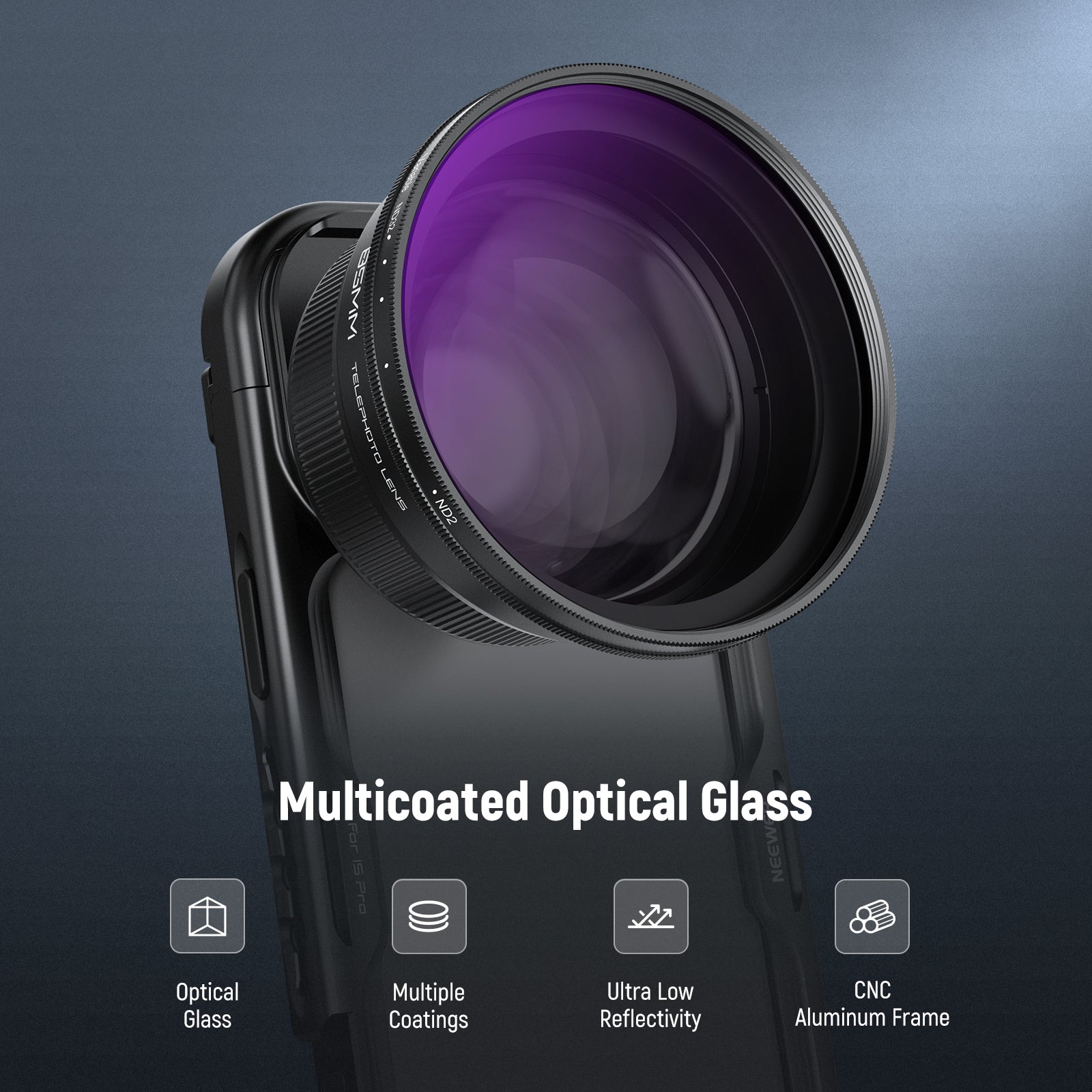 NEEWER 72mm Variable ND2-32 Filter features multicoated optical glass.