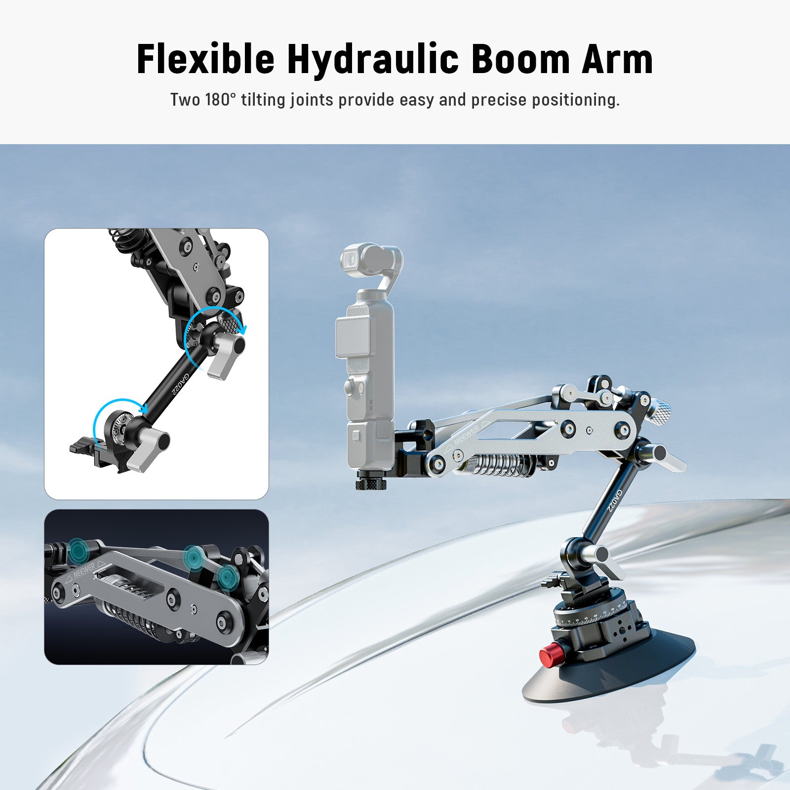 Flexible hydraulic boom arm