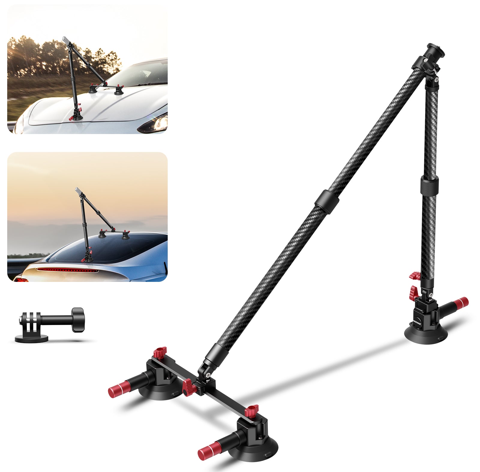 NEEWER CA136 Triple Suction Cup Extension Pole Car Mount Kit
