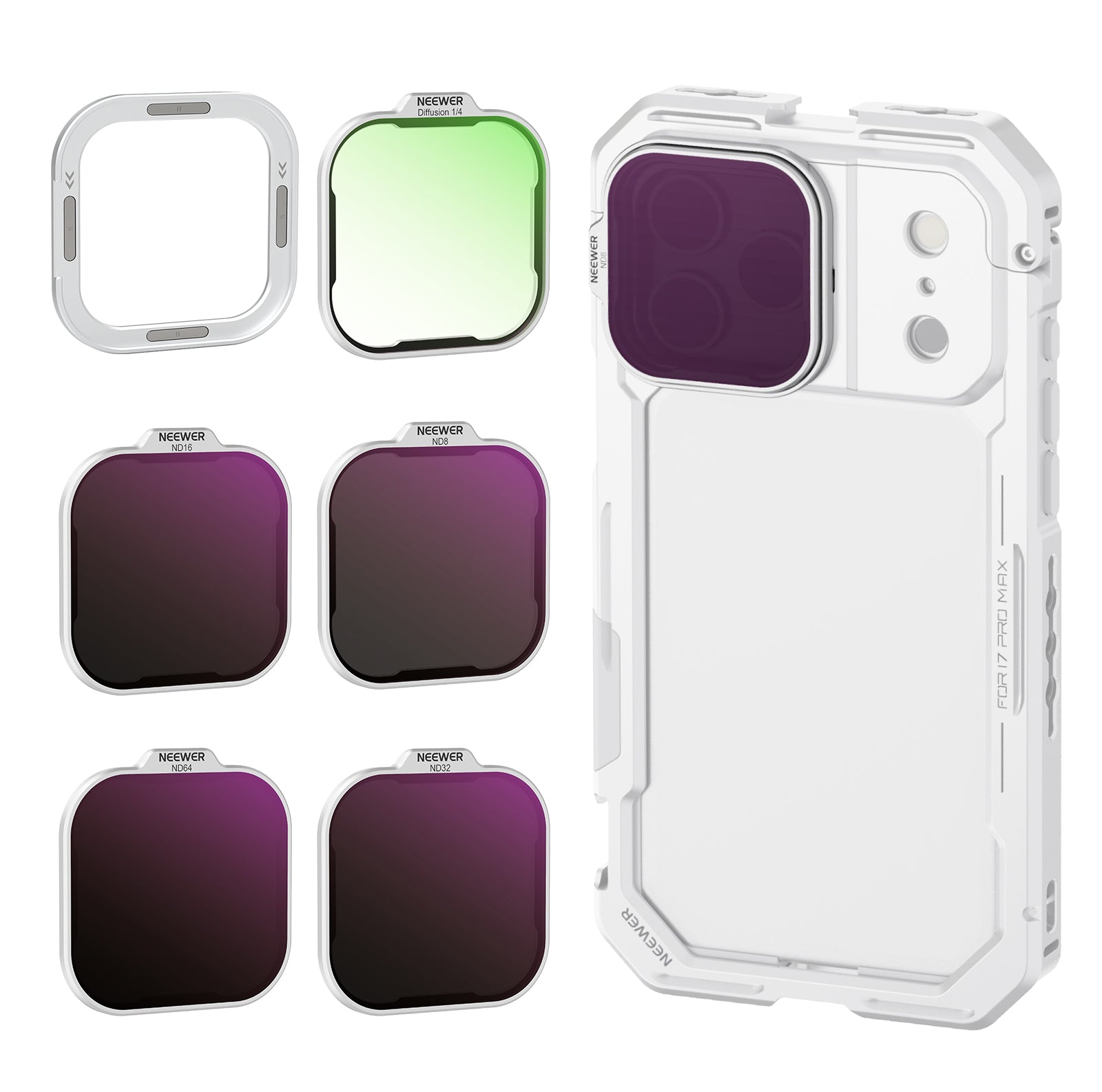 NEEWER FL-I Series B Filter Set for iPhone 17 Pro/Pro Max Phone Cage - Silver