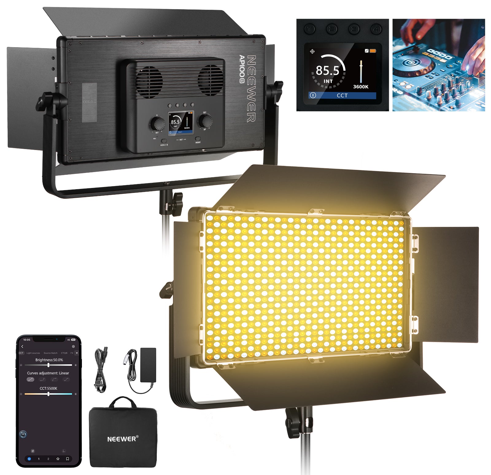 NEEWER AP100B 100W Bi-Color LED Panel Light Kit