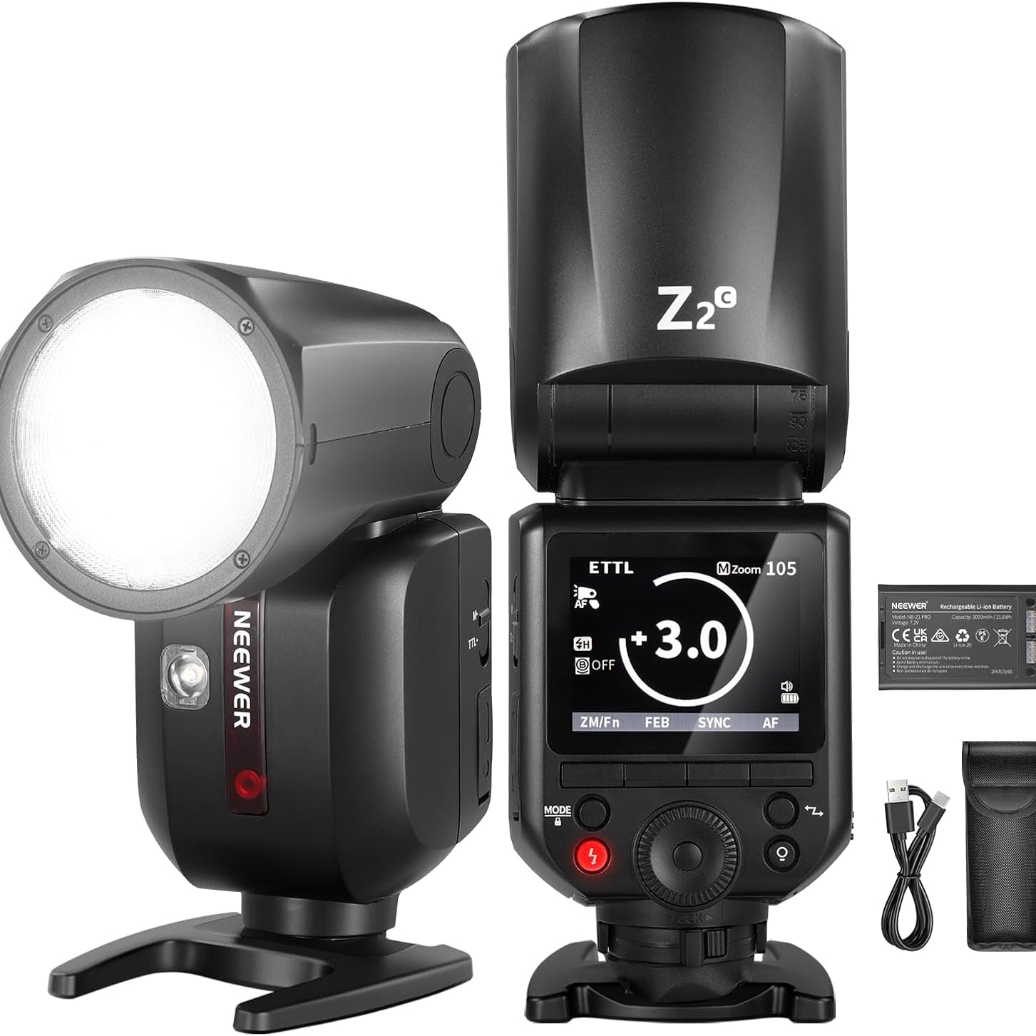 NEEWER Z2-C 3000mAh Battery TTL Round Head Flash Speedlite