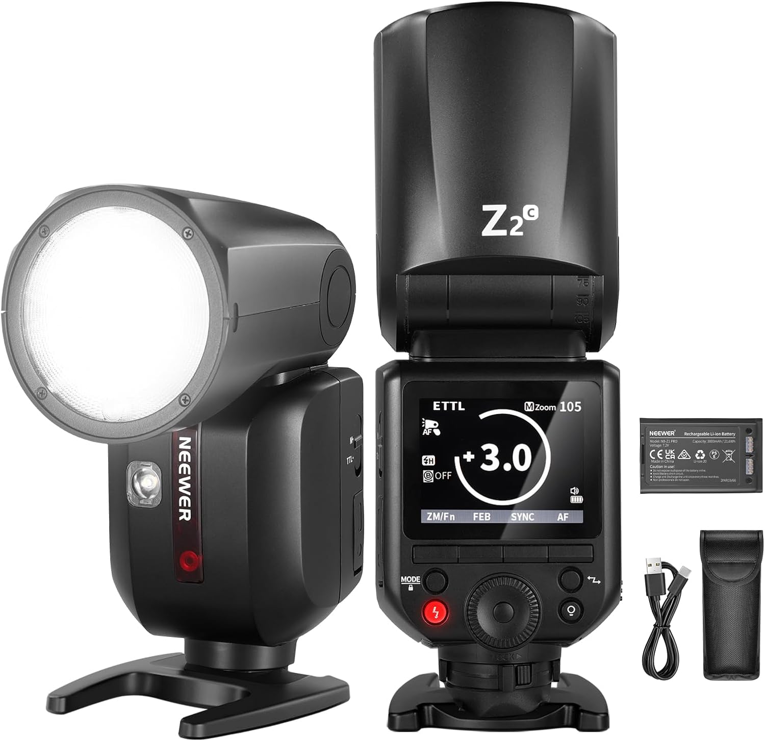 NEEWER Z2-C 3000mAh Battery TTL Round Head Flash Speedlite