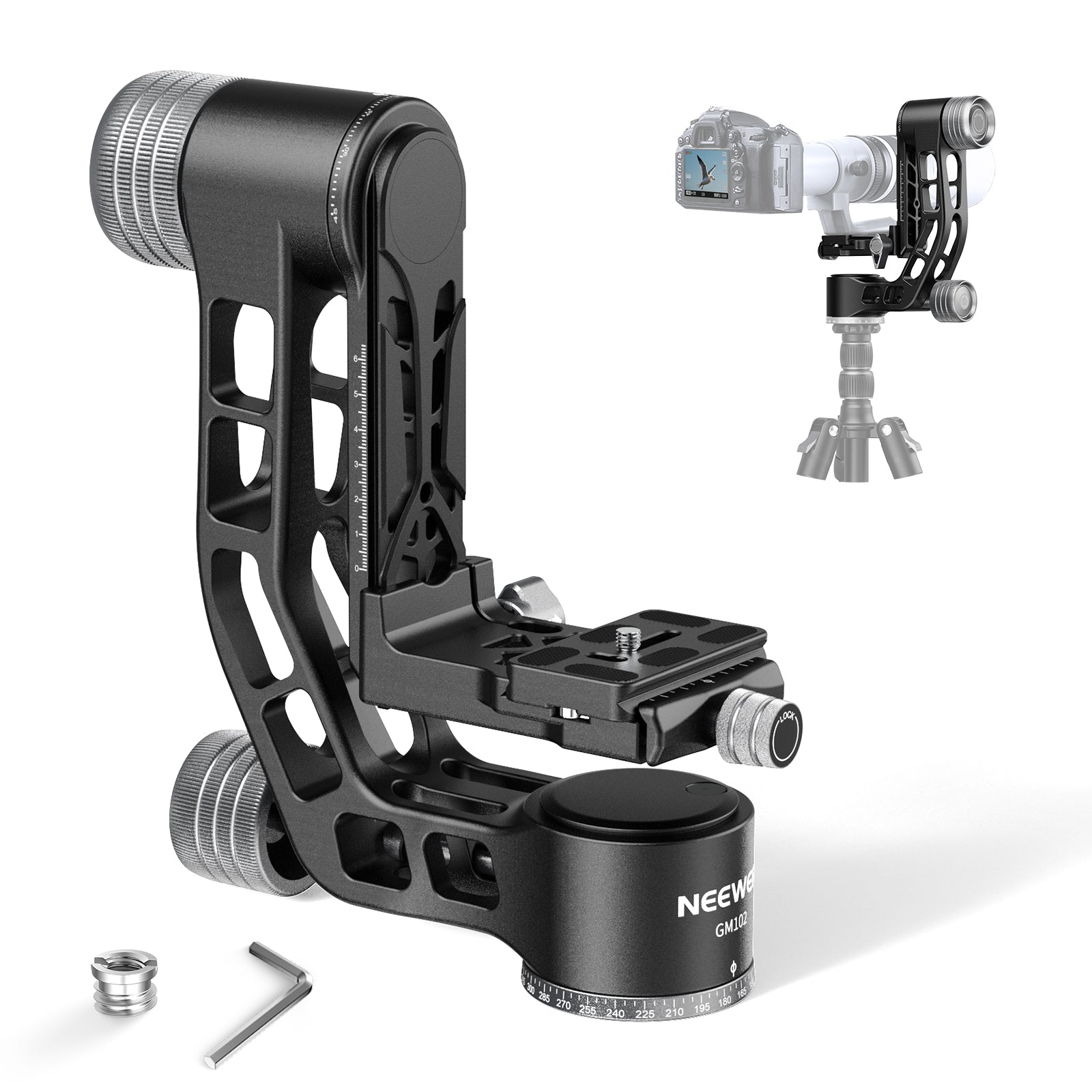 NEEWER GM102 Tripod Gimbal Head with 360° Pan Base