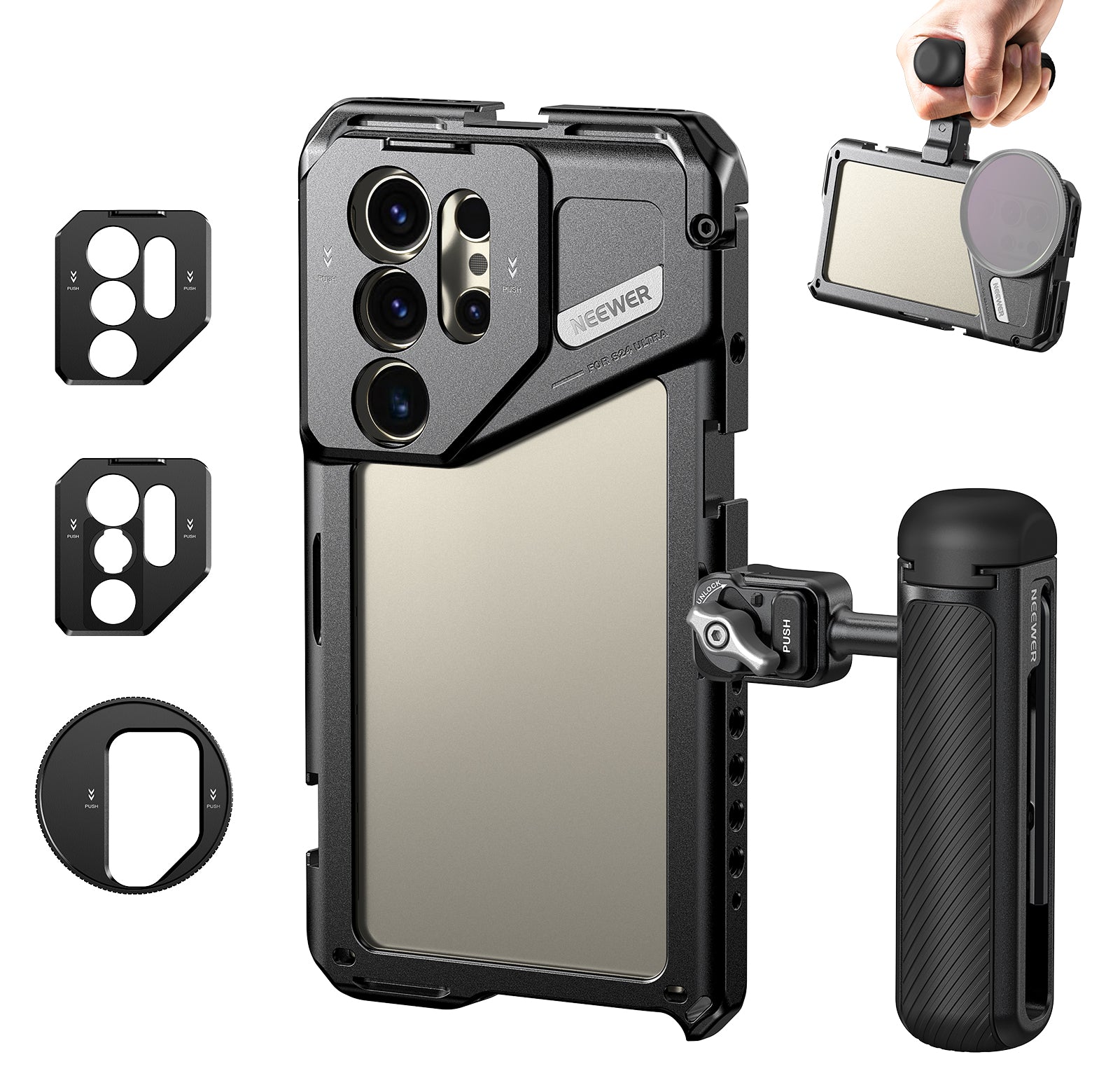 NEEWER PA042 Phone Cage + PA045S Side Handle For SAMSUNG S24 Ultra