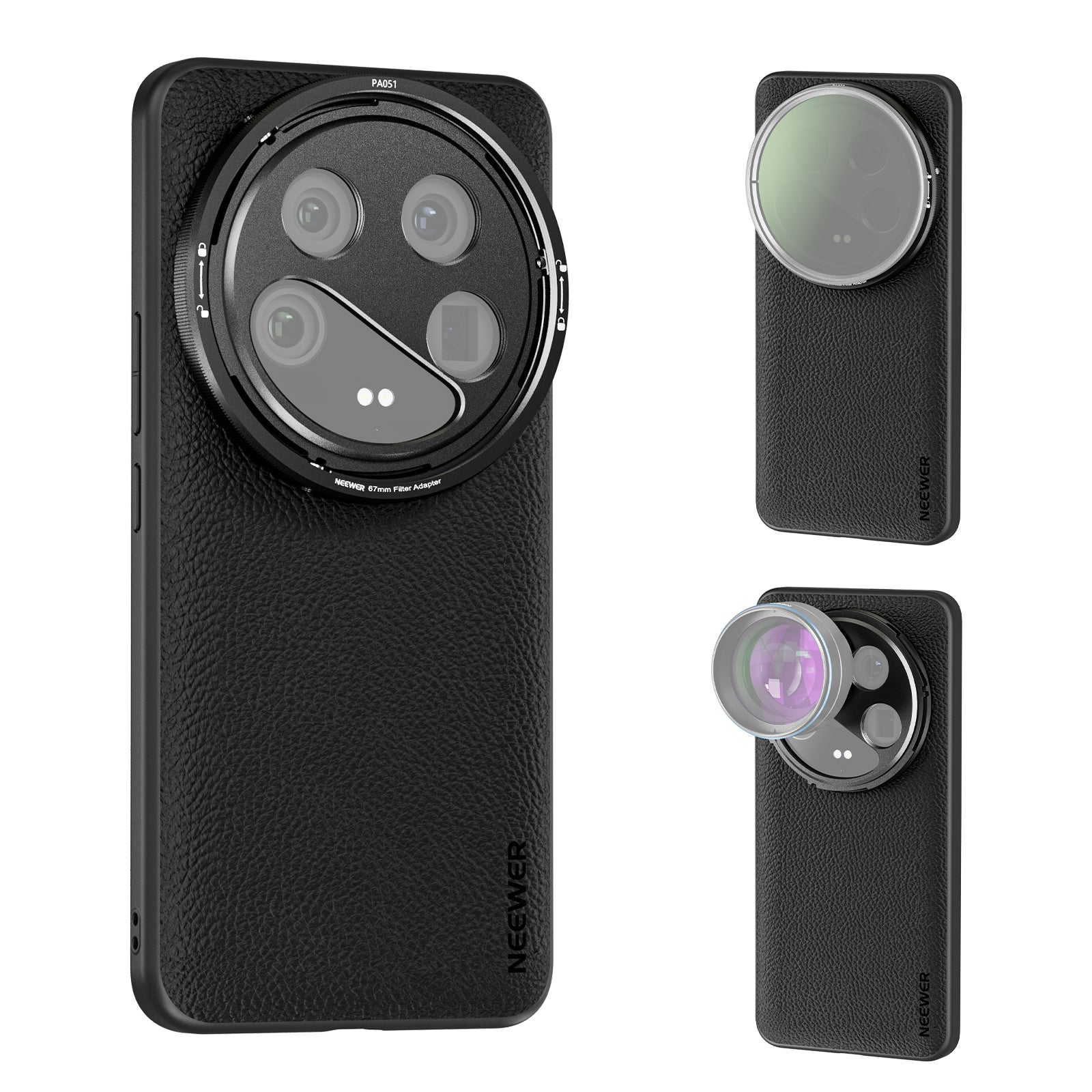 NEEWER PA051 Black Case for Xiaomi 14 Ultra with 17mm/67mm Adapters