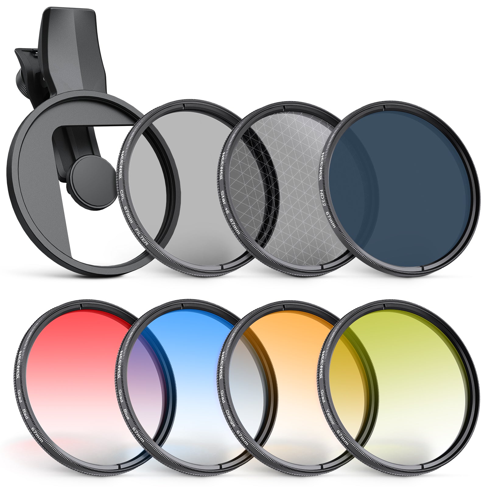 NEEWER FL-P11 7 Pack Clip-On 67mm Filter Set for iPhone