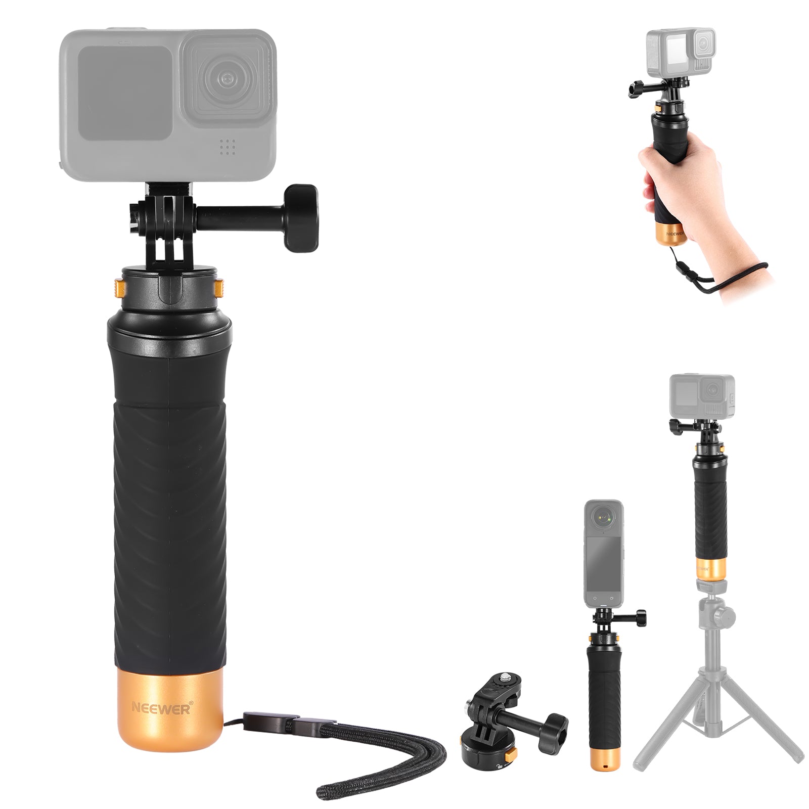 NEEWER GP23 Floating Hand Grip For Action Camera with Mount Adapter
