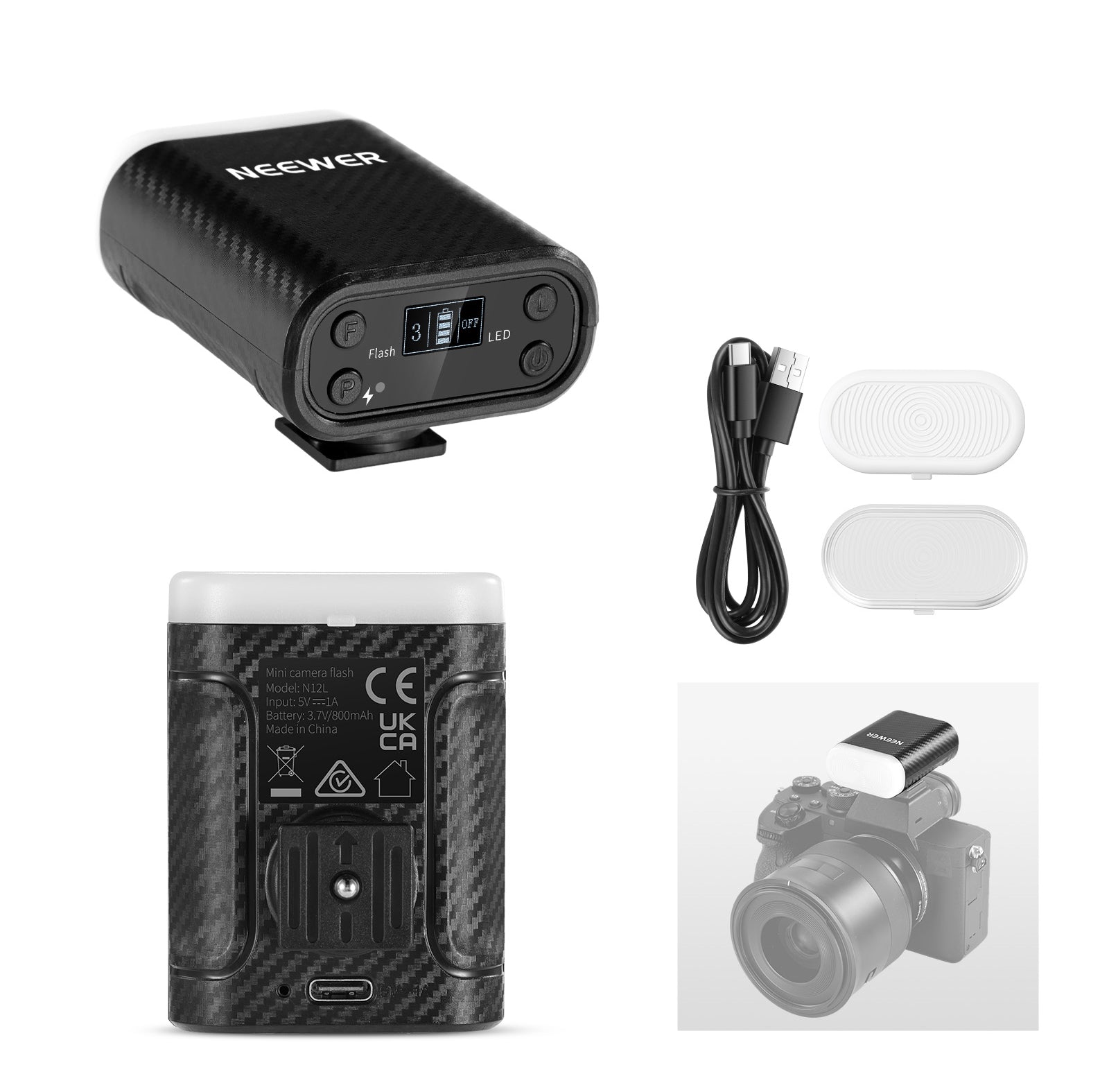 NEEWER N12L Mini Camera Flash with Video Light
