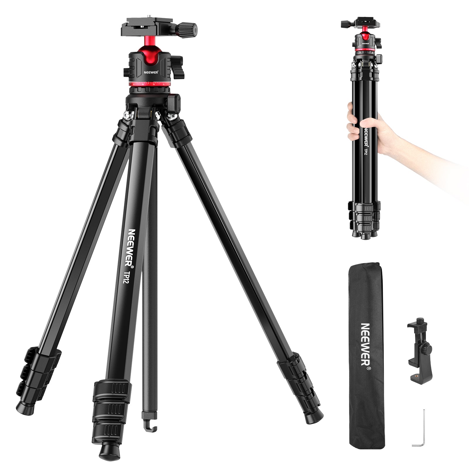 NEEWER TP12 Aluminum Alloy Compact Travel Tripod