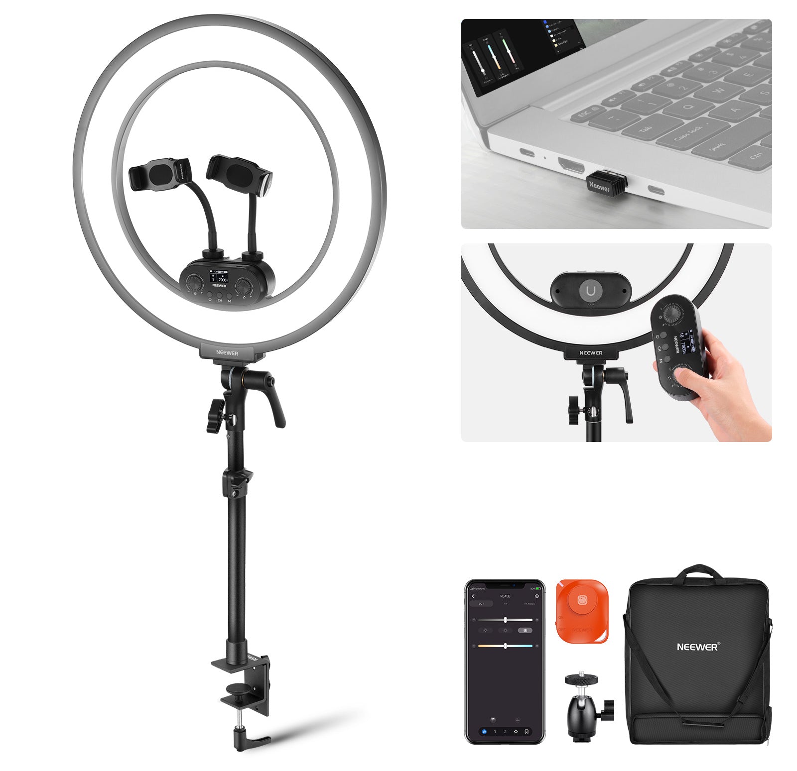 NEEWER RL45B Desk Ring Light Kit