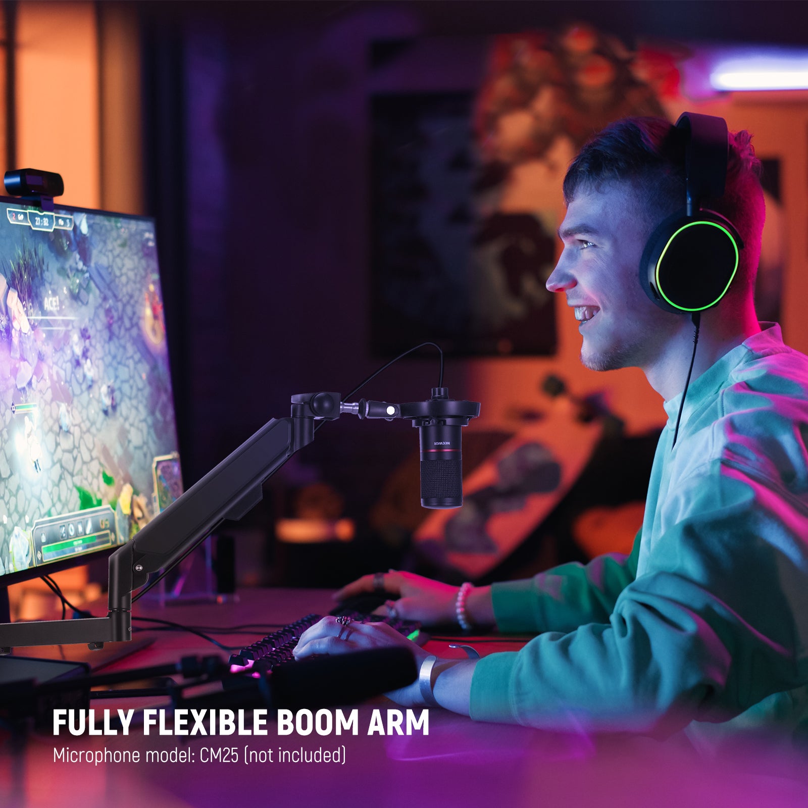 Fully flexible boom arm