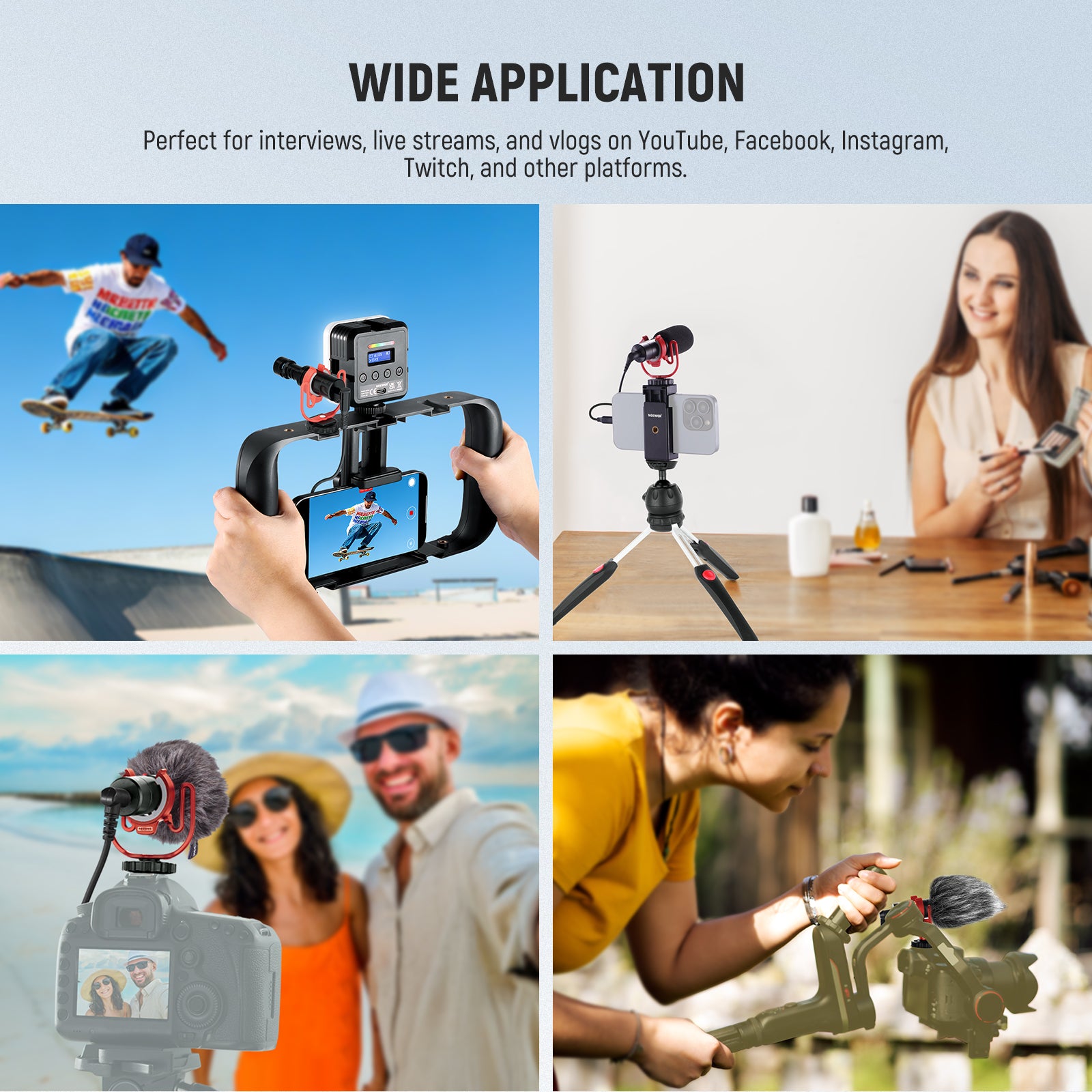 Scenarios for NEEWER VM10 Plug & Play Vlog Microphone