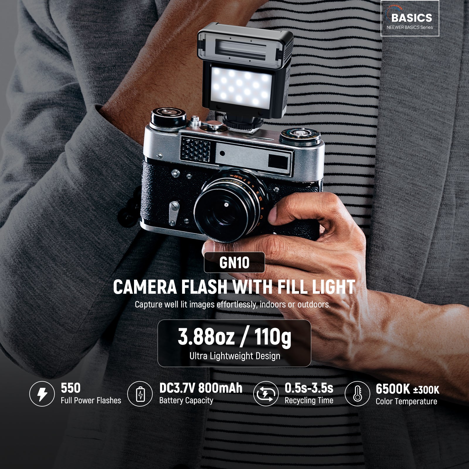 NEEWER A10L Mini Camera Flash weighs only 110g.